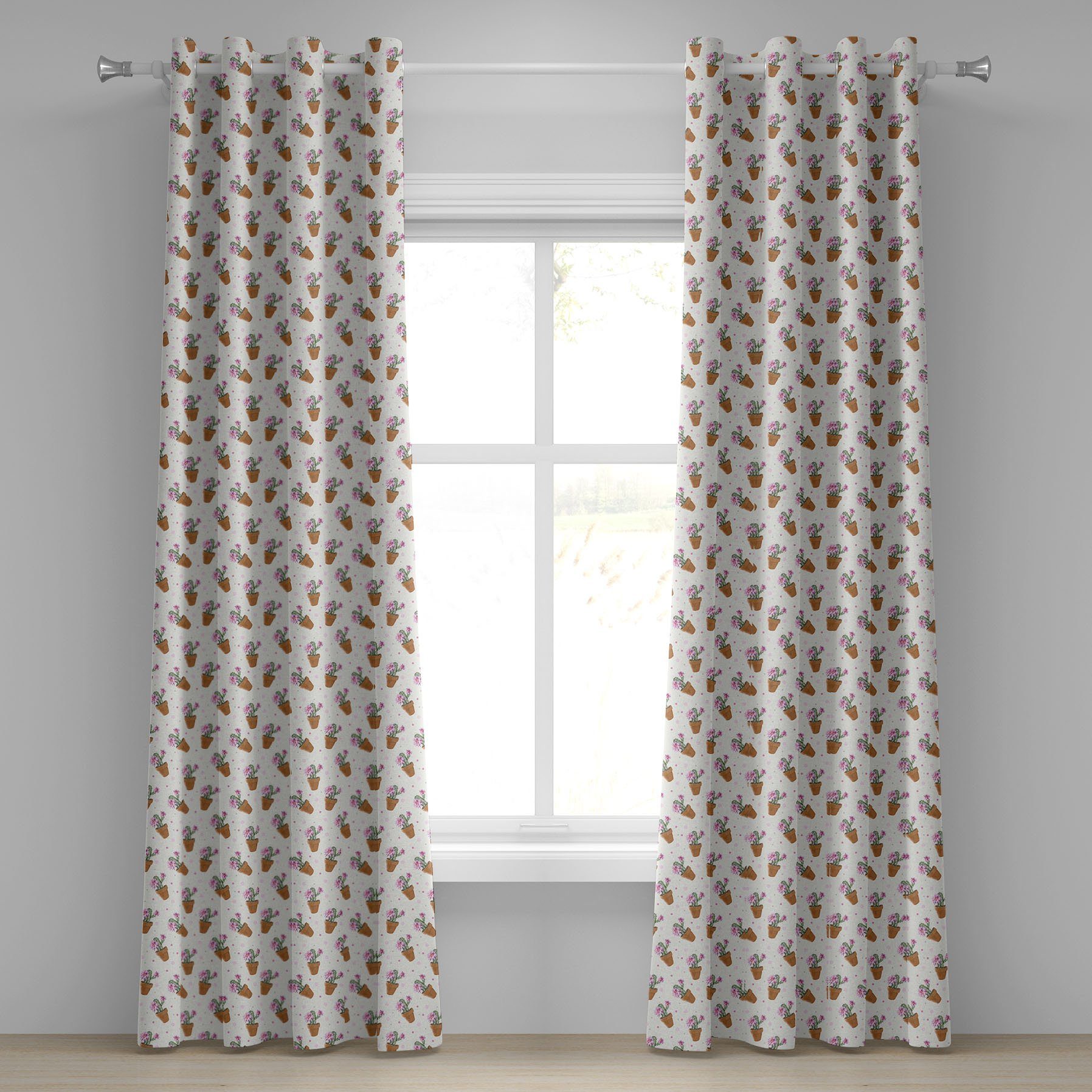 Gardine Dekorative 2-Panel-Fenstervorhänge für Schlafzimmer Wohnzimmer, Abakuhaus, Saftig Exotischer Cactus Plants