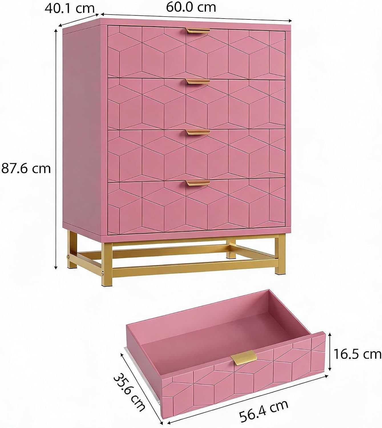 GarveeMore Kommode für Schlafzimmer,Kommode mit 5 Schubladen Metallbeinen,moderne Kommode, großem Stauraum Schubladenkommode für Schlafzimmer,Wohnzimmer und Flu – Bild 2 von 5
