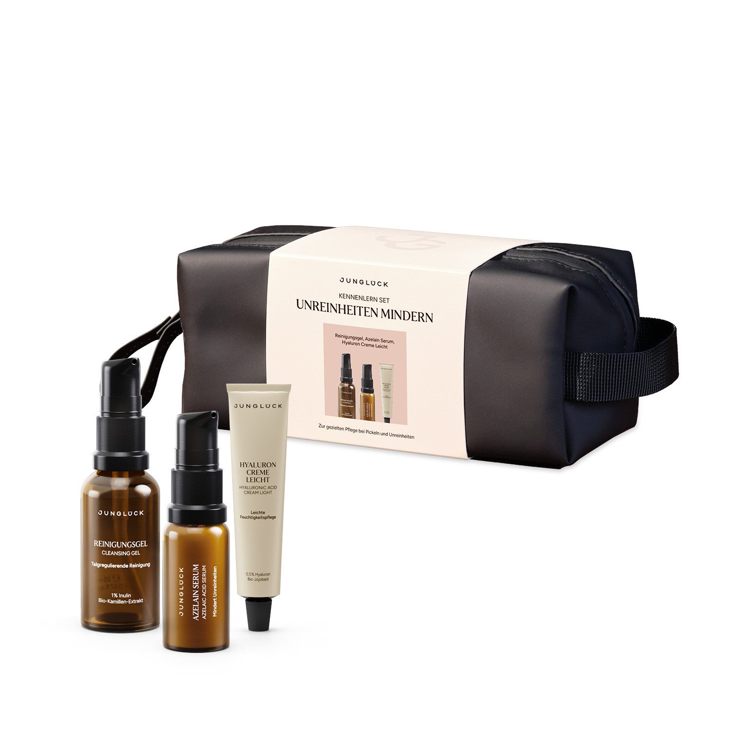 JUNGLÜCK Hautpflege-Set KENNENLERN SET Unreinheiten mindern, 1-tlg., deine Lieblinge für ein klares Hautbild zum Ausprobieren