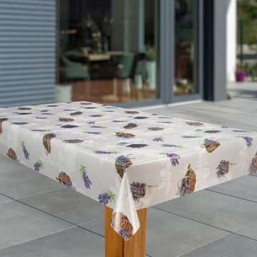 laro Tischdecke Wachstuch-Tischdecken Abwaschbar Provence – Lavendelkorb rechteckig