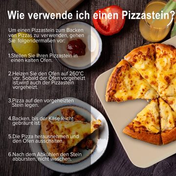 Feel2Home Pizzastein Pizzastein SET 4tlg. Backstein Steinofen Schaufel Rezeptbuch 30x38cm, Cordierit, Geruchlos nicht verformend