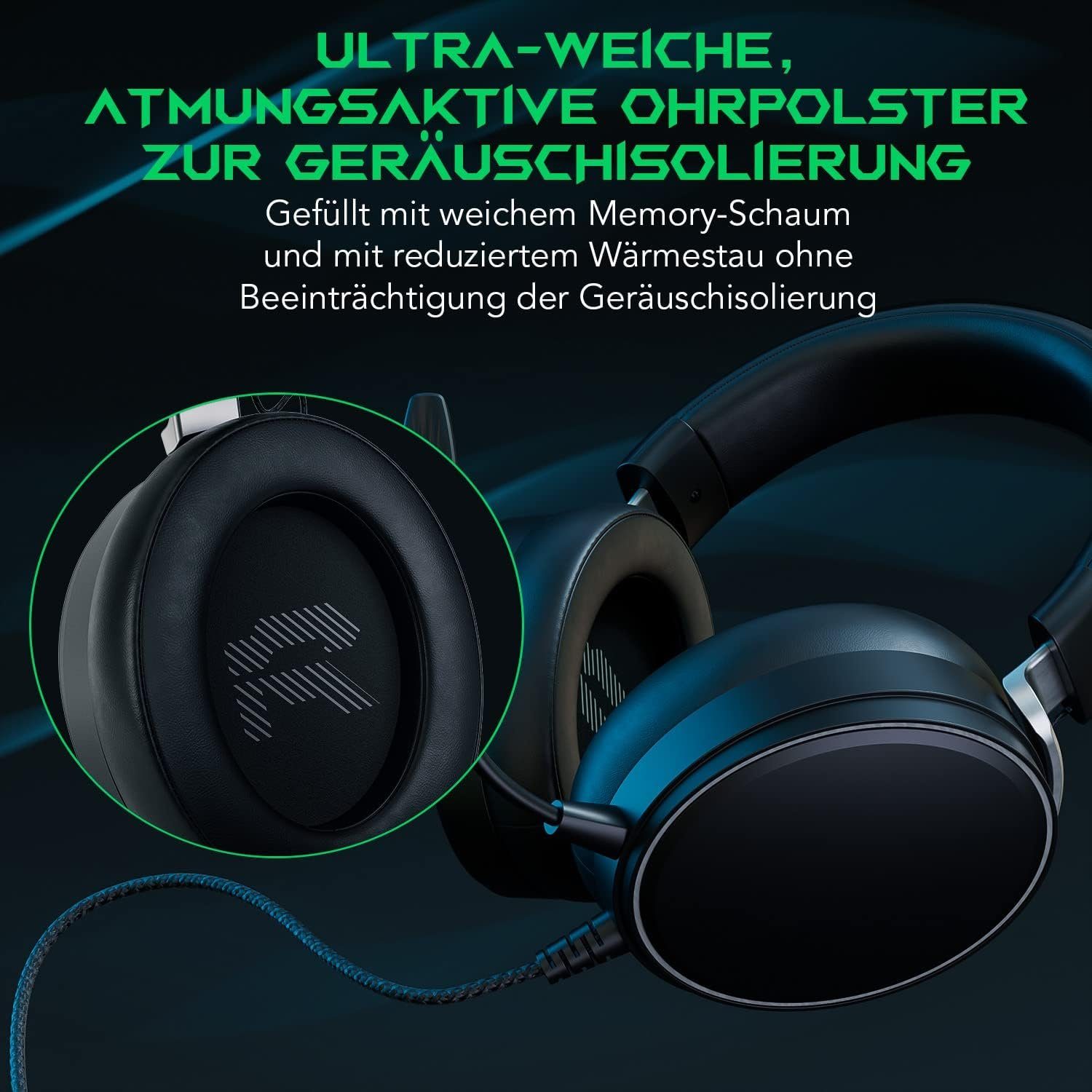 Audioklinke) Gaming-Headset Black PS5, 7.1 Tag, Surround mit mit Gaming Switch, Shark Spatial (Tragekomfort Geräuschunterdrückung, ganzen PS4, Xbox, PC, Sound 3,5 für Kopfhörer mm für den