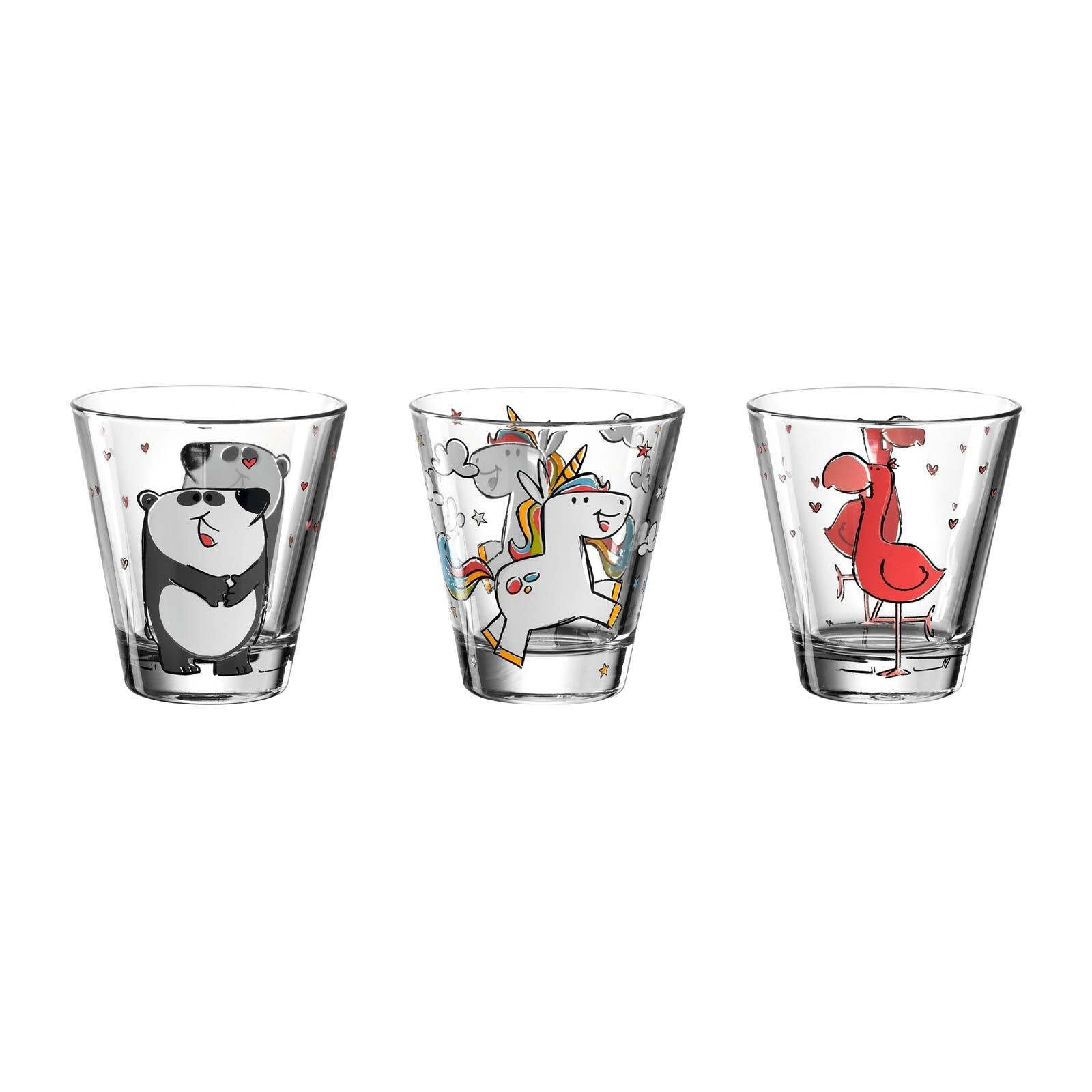 LEONARDO Kinderbecher Bambini Kinderbecher 215 ml 3er Set, Glas