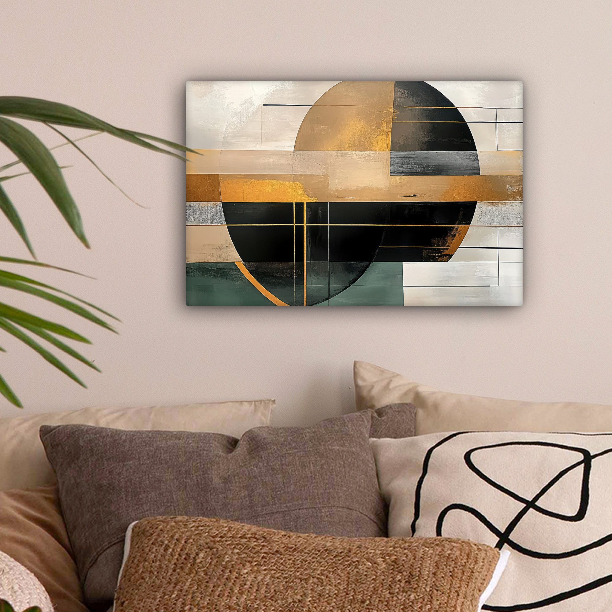 OneMillionCanvasses® Leinwandbild Abstrakt - Gold - Bronze - Grün - Formen günstig online kaufen
