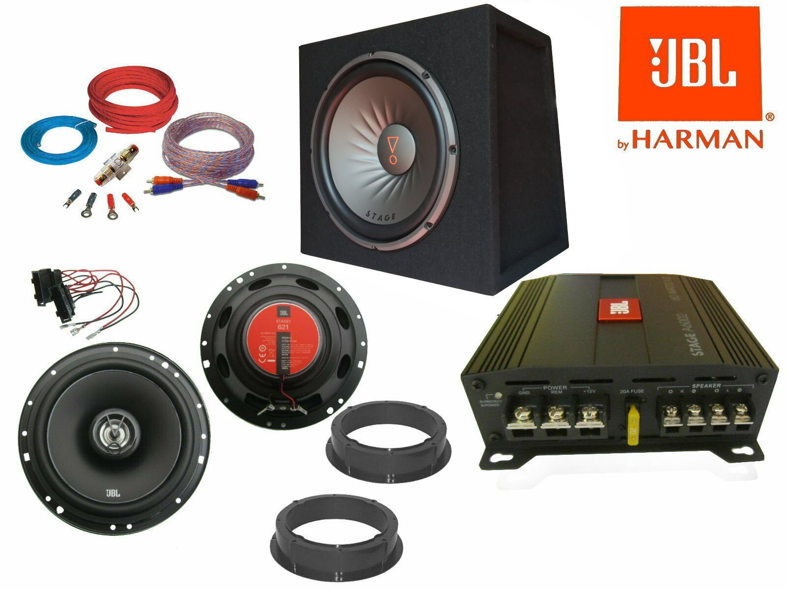 DSX JBL Set für Skoda Fabia Lautsprecher Subwoofer Verstärker Kabel Auto-Lautsprecher  (250 W)