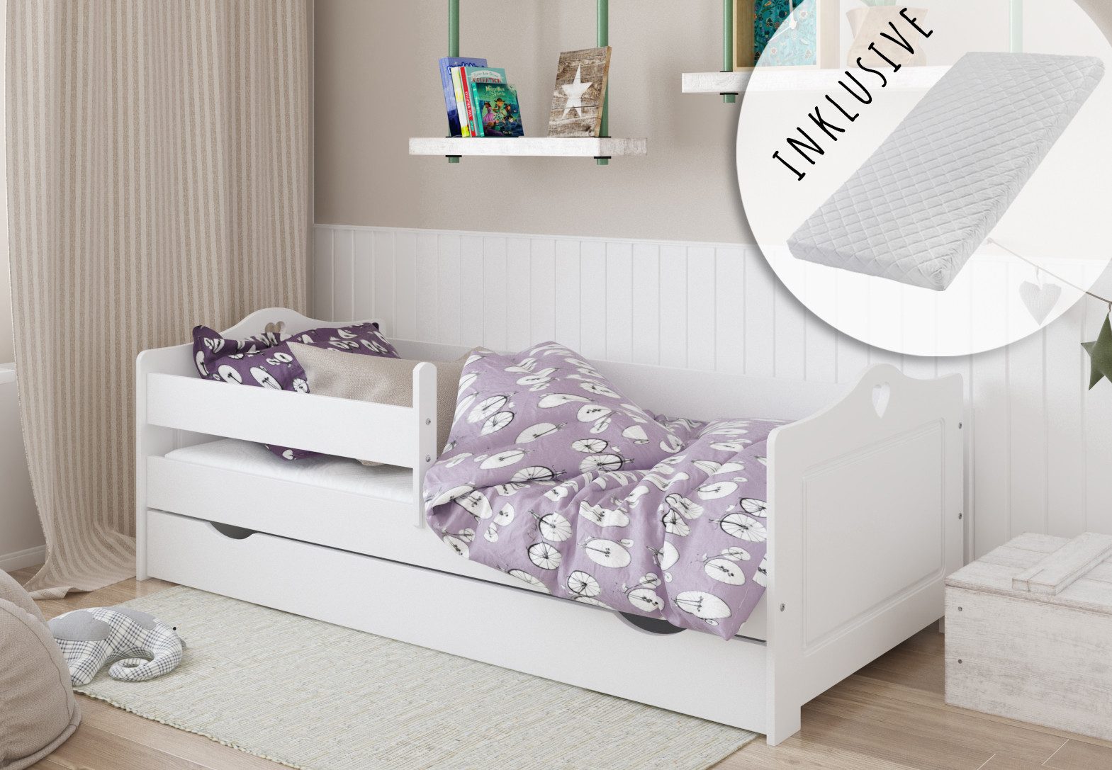 Kids Collective Kinderbett 80x160 80x180 90x200 mit Matratze, Rausfallschut günstig online kaufen