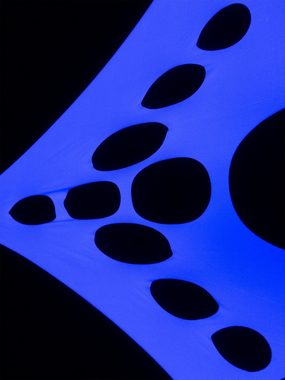 Wandteppich Schwarzlicht Segel Spandex "Psy Suzy Triangle" Weiß, 1,5x2m, PSYWORK, UV-aktiv, leuchtet unter Schwarzlicht