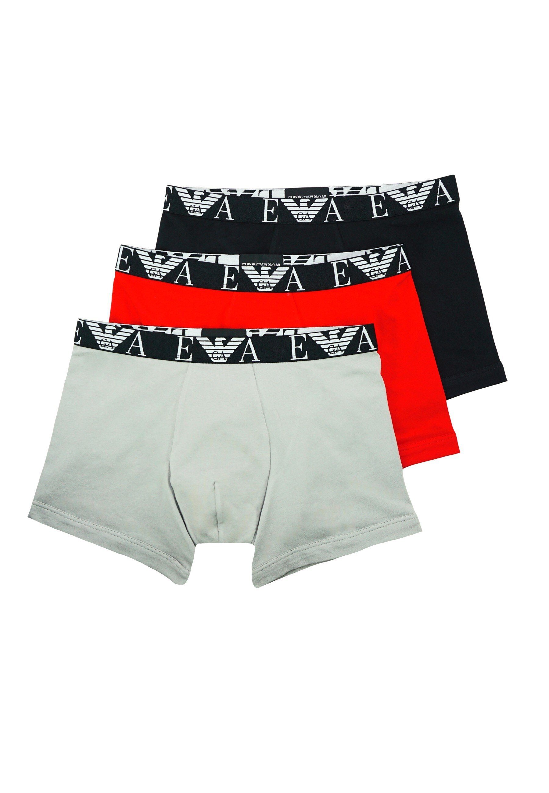 Emporio Armani Boxershorts Boxer 3 Pack Shorts Knit (3-St) Rot/Grau/Schwarz