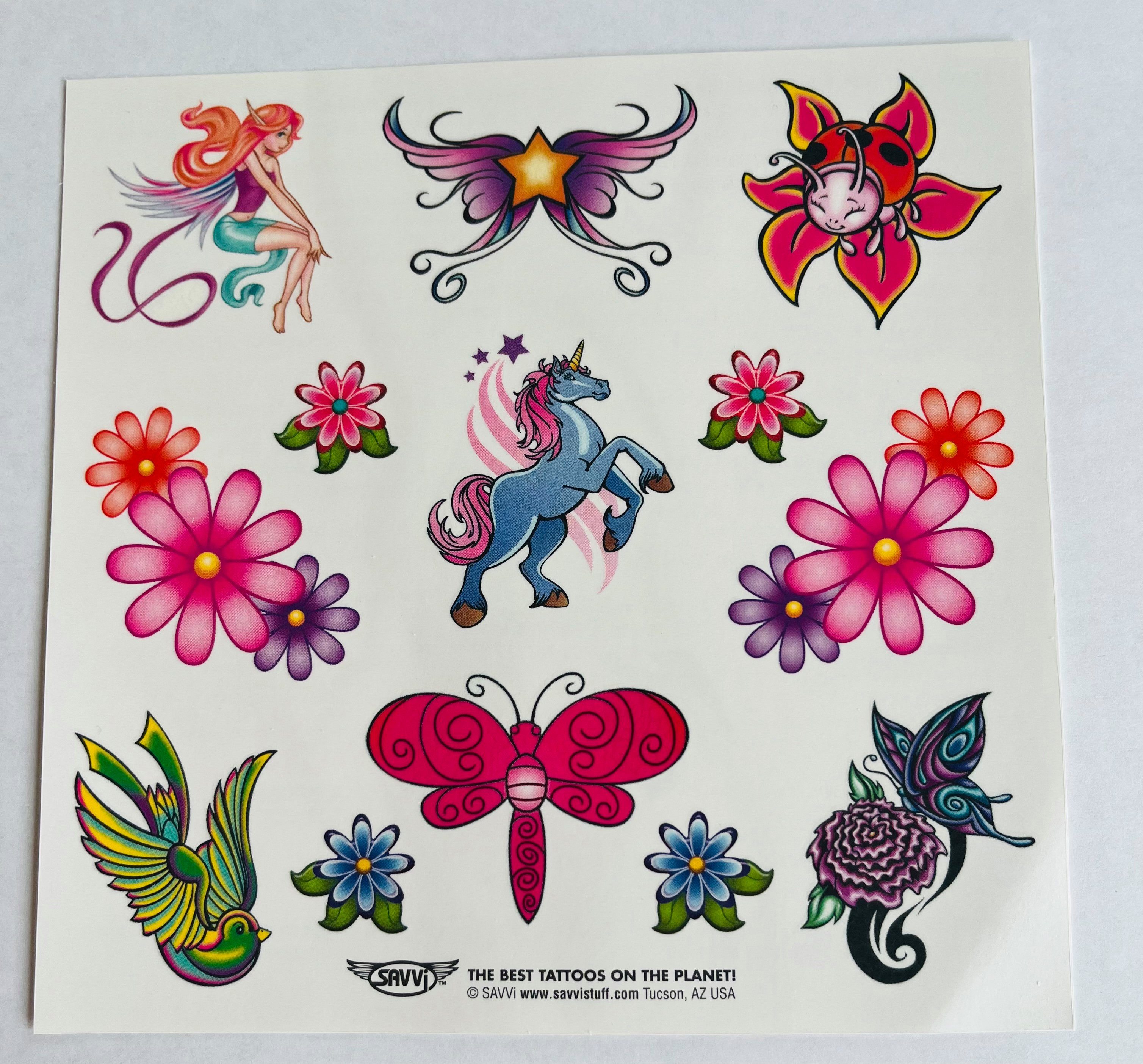 LK Trend & Style Kindertattoo Fantasy Garden + Glitter 4 Girls Temporary Tattoos, 100-tlg., jedes Set hat 50 Tattoos, großartiger Spaß bei jeder Party