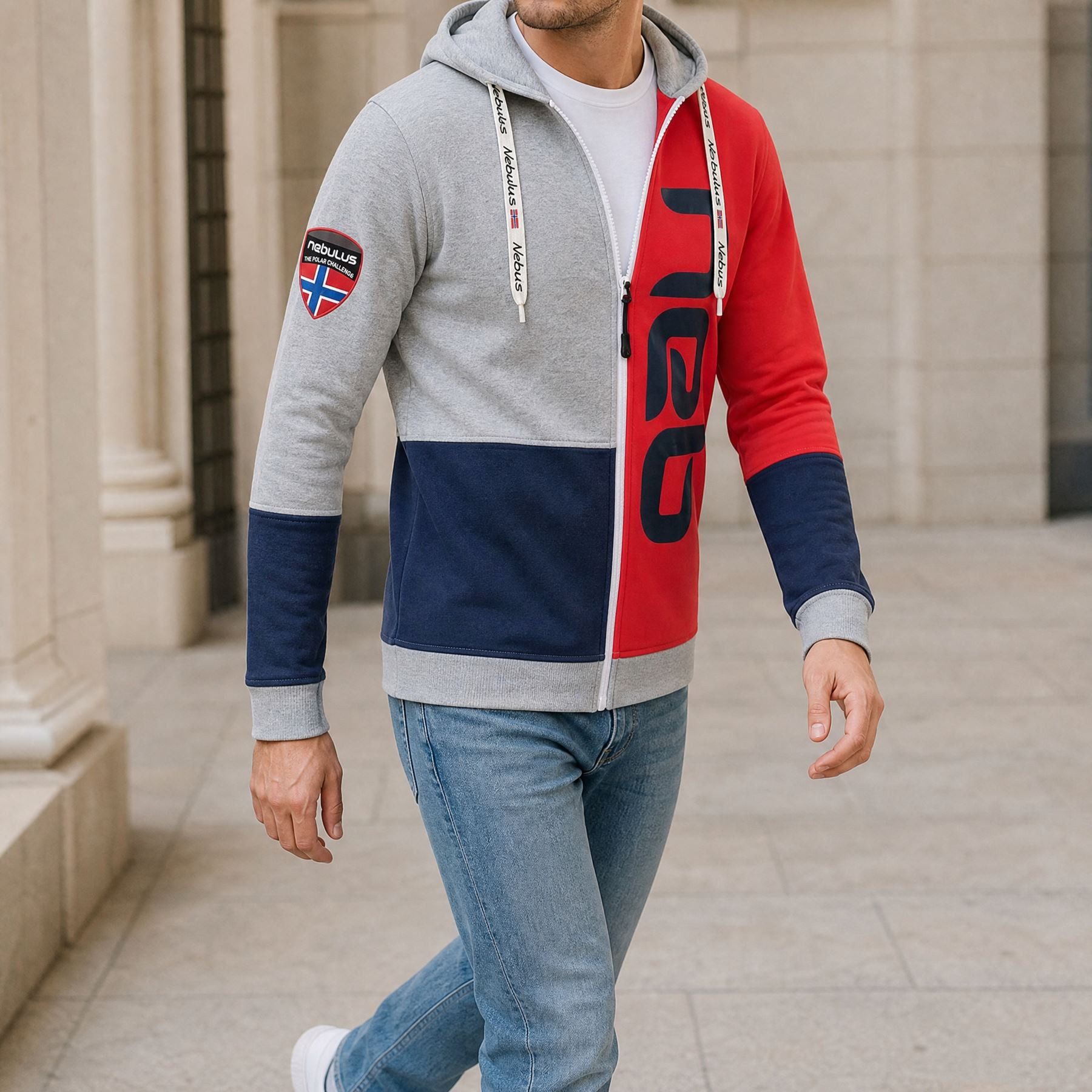 Nebulus Sweatjacke NEBSTER, P6110 - Herren, navy-rot-grau, M