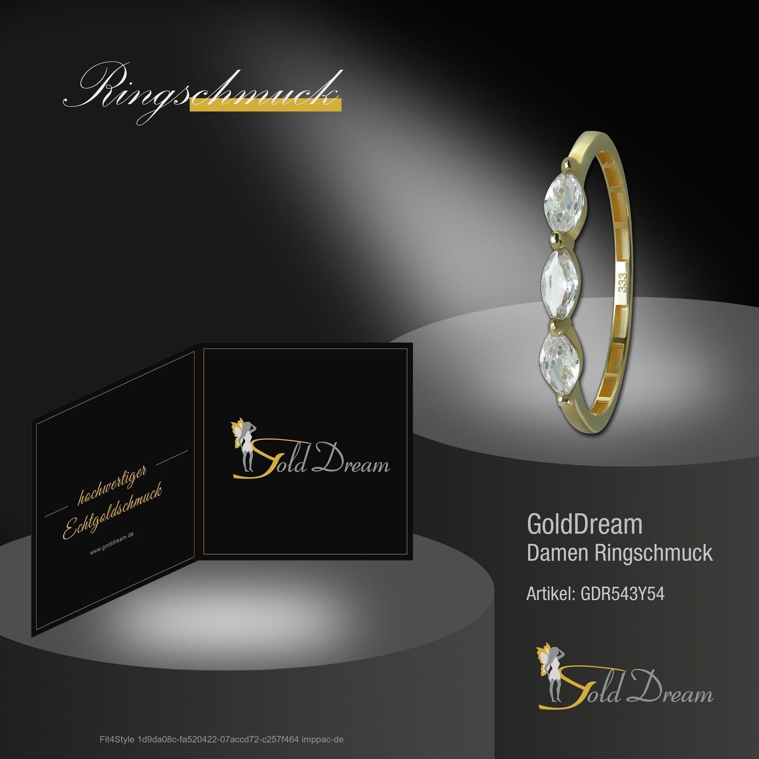 GoldDream Goldring GoldDream Gold Ring Gr.54 333 gold, Karat, 8 Gelbgold Zirkonia Shine Damen (Fingerring), Farbe: weiß Shine - Ring