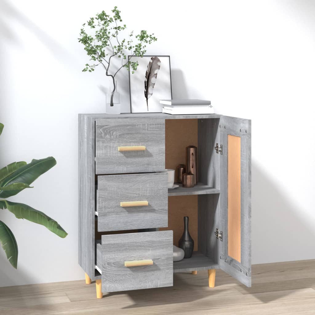 furnicato Sideboard Grau Sonoma 69,5 x 34 x 90 cm aus Holzwerkstoff und (1 St), Anrichte mit Schubladen, Fächern und Wandhalterung für Wohnbereich