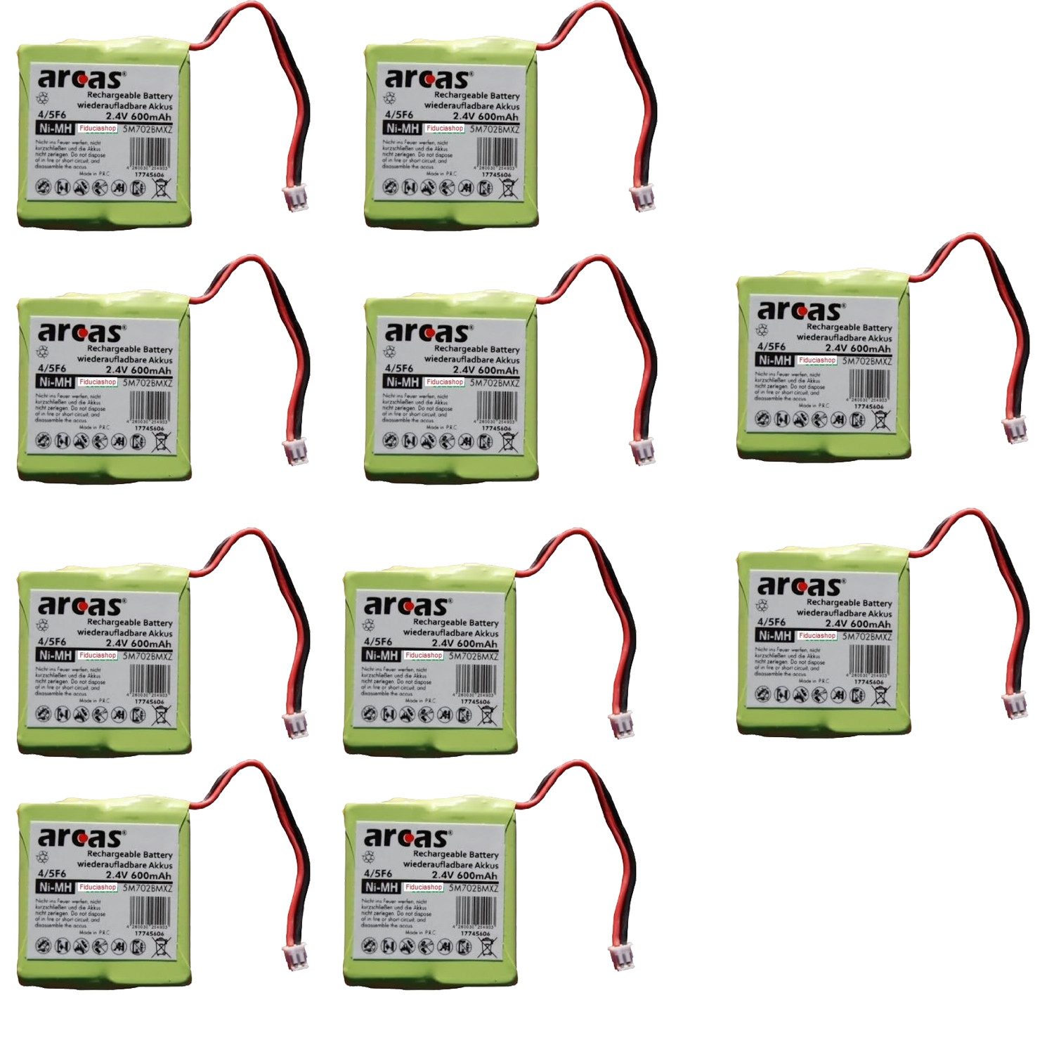 Fiducia Qualität ARCAS Power NI-MH AKKU 2,4V Volt 600 mAh [10erpack] Batterie, (2,4V V, 10 St), GP0827 / GP0845 / 5M702BMXZ