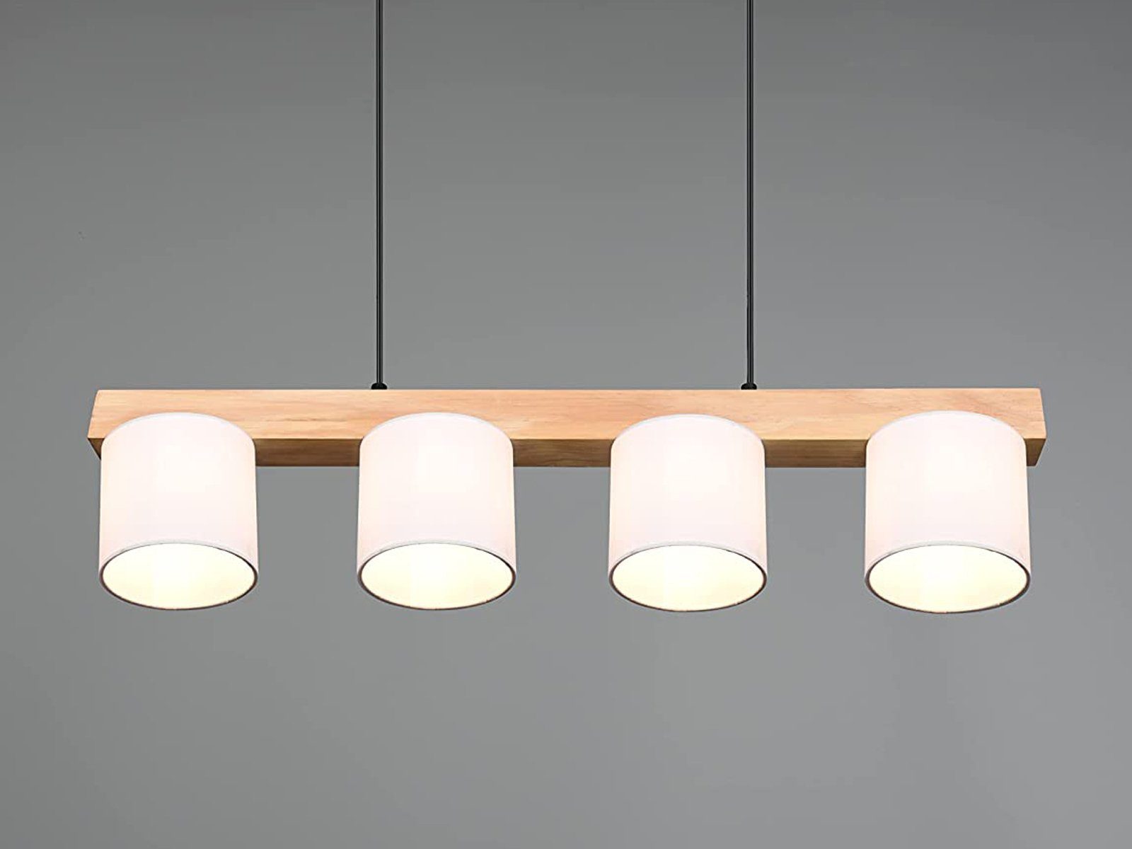 75cm wechselbar, LED B LED Balken-lampe Kücheninsel Skandinavisch-e Schwarz-Holz-Weiß Holz-balken Dimmfunktion, Weiß, Warmweiß, Pendelleuchte, meineWunschleuchte