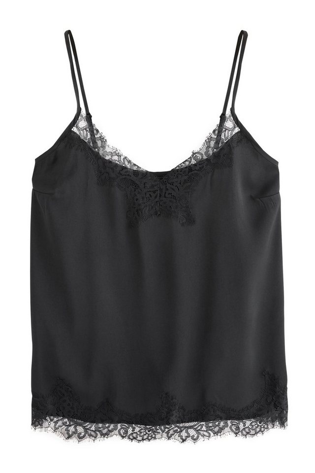 Next Trägertop Trägertop aus Satin mit Spitzenbesatz (1-tlg)