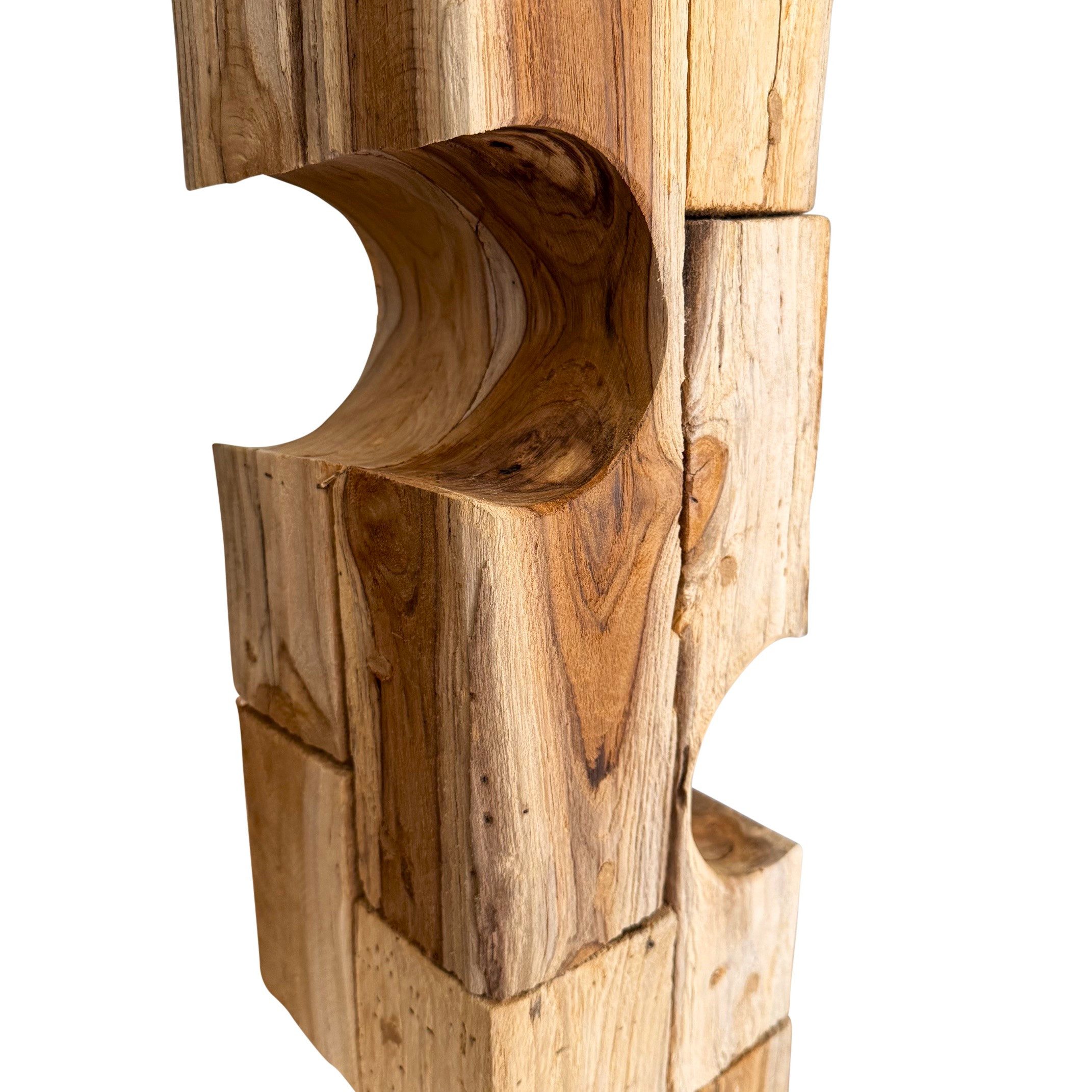 Online-Fuchs Weinflaschenhalter aus rustikalem Teakholz, Weinregal stehend - 118 cm groß, (massives Naturholz, unbehandelt), für moderne, skandinavische oder in – Bild 3 von 5
