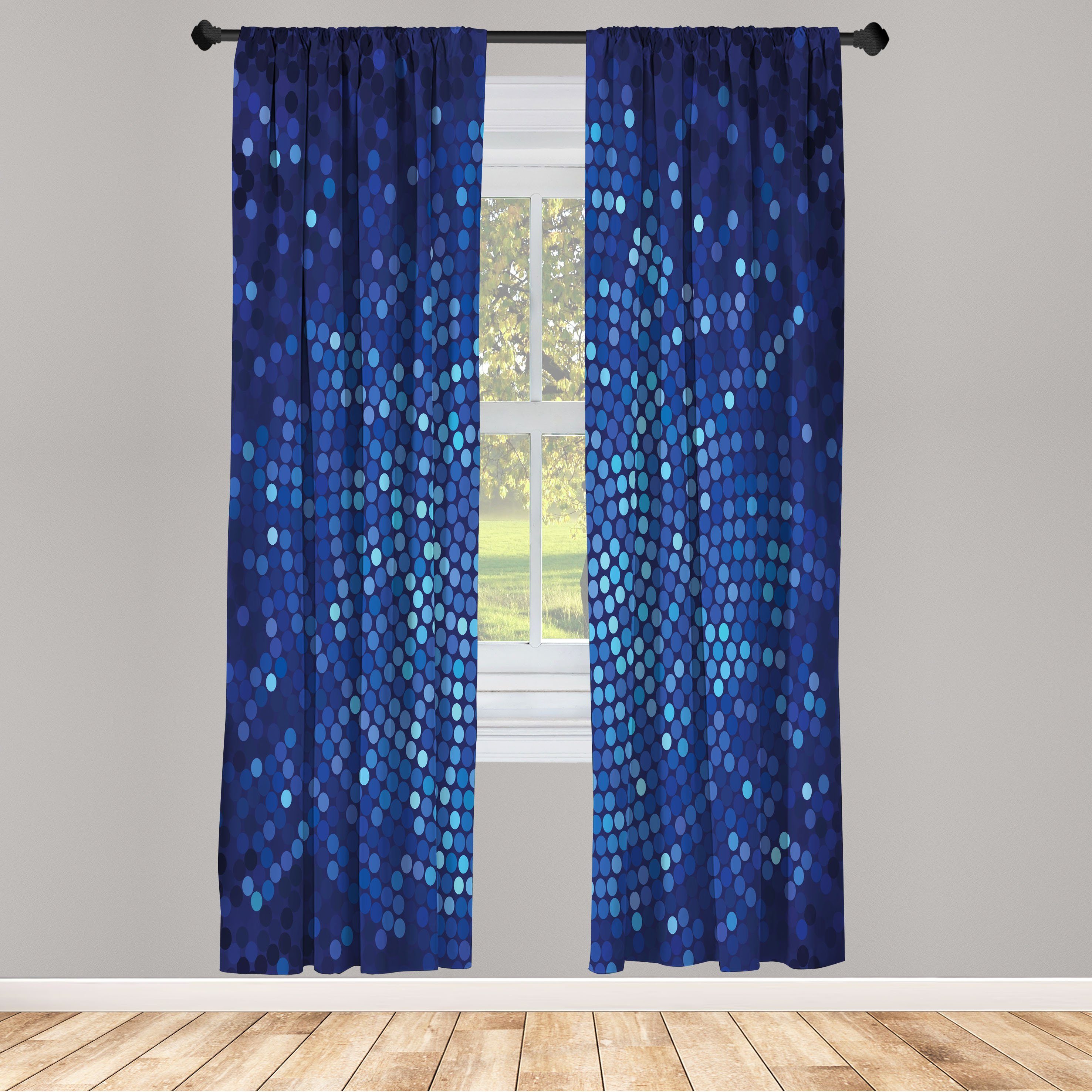 Gardine Vorhang für Wohnzimmer Schlafzimmer Dekor, Abakuhaus, Microfaser, Abstrakt Spiral Mosaic Dots