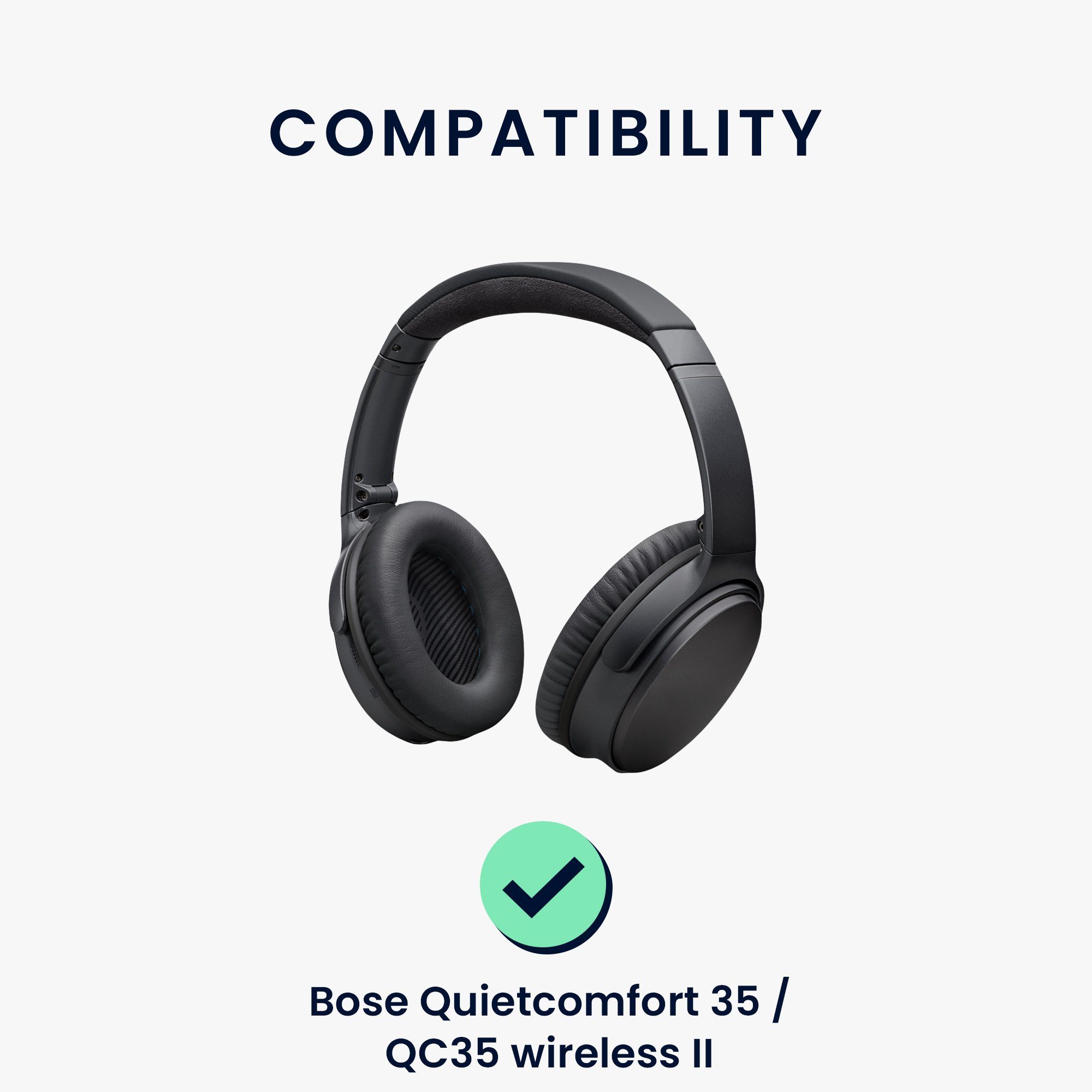 kwmobile 2x Ohr Polster für Bose Quietcomfort 35 35II 25 15 / QC35etc. Ohrpolster (Ohrpolster Kopfhörer - Kunstleder Polster für Over Ear Headphones)