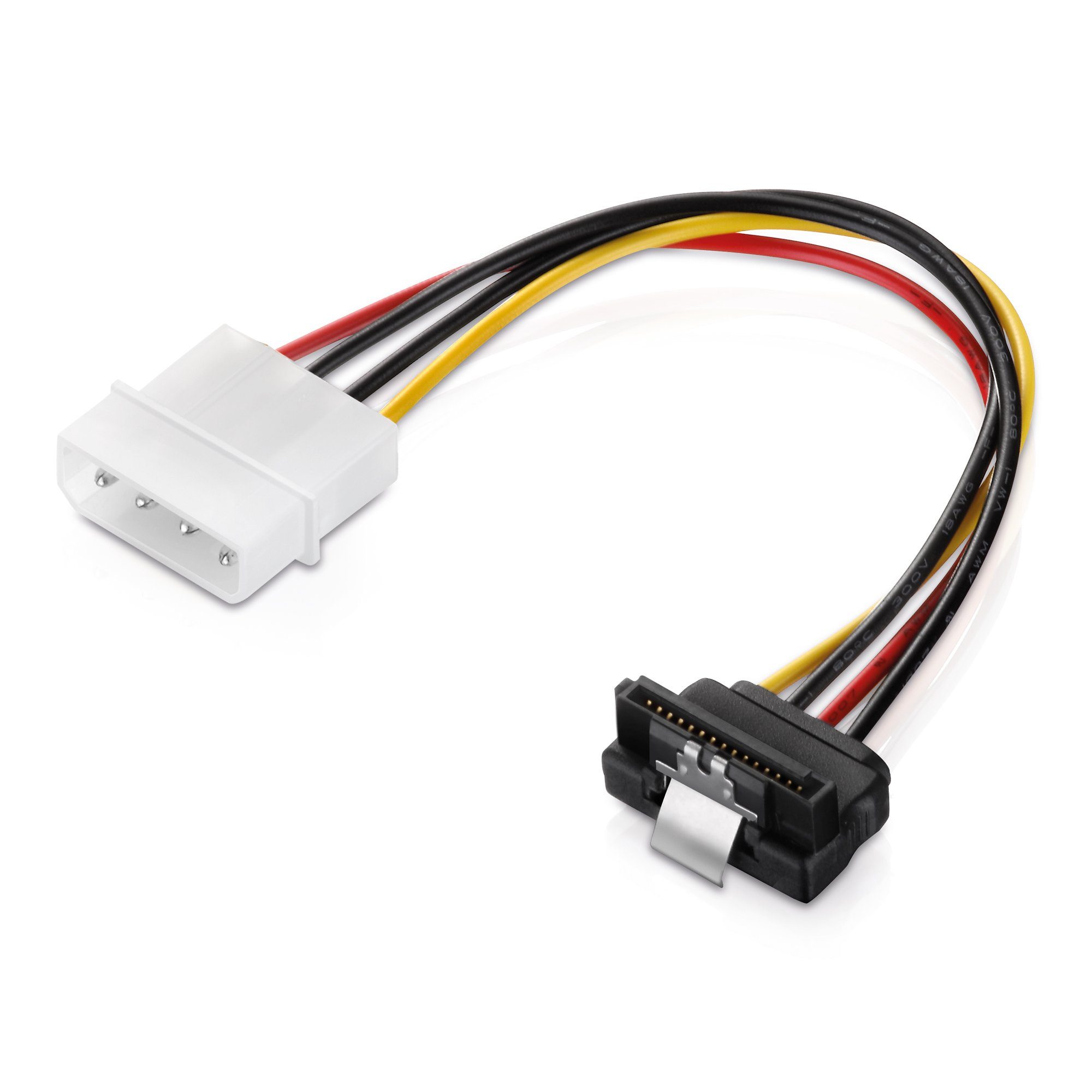 adaptare 47505 15 cm Adapter-Kabel 4-pin Molex auf 15-pin SATA Winkel- Computer-Kabel