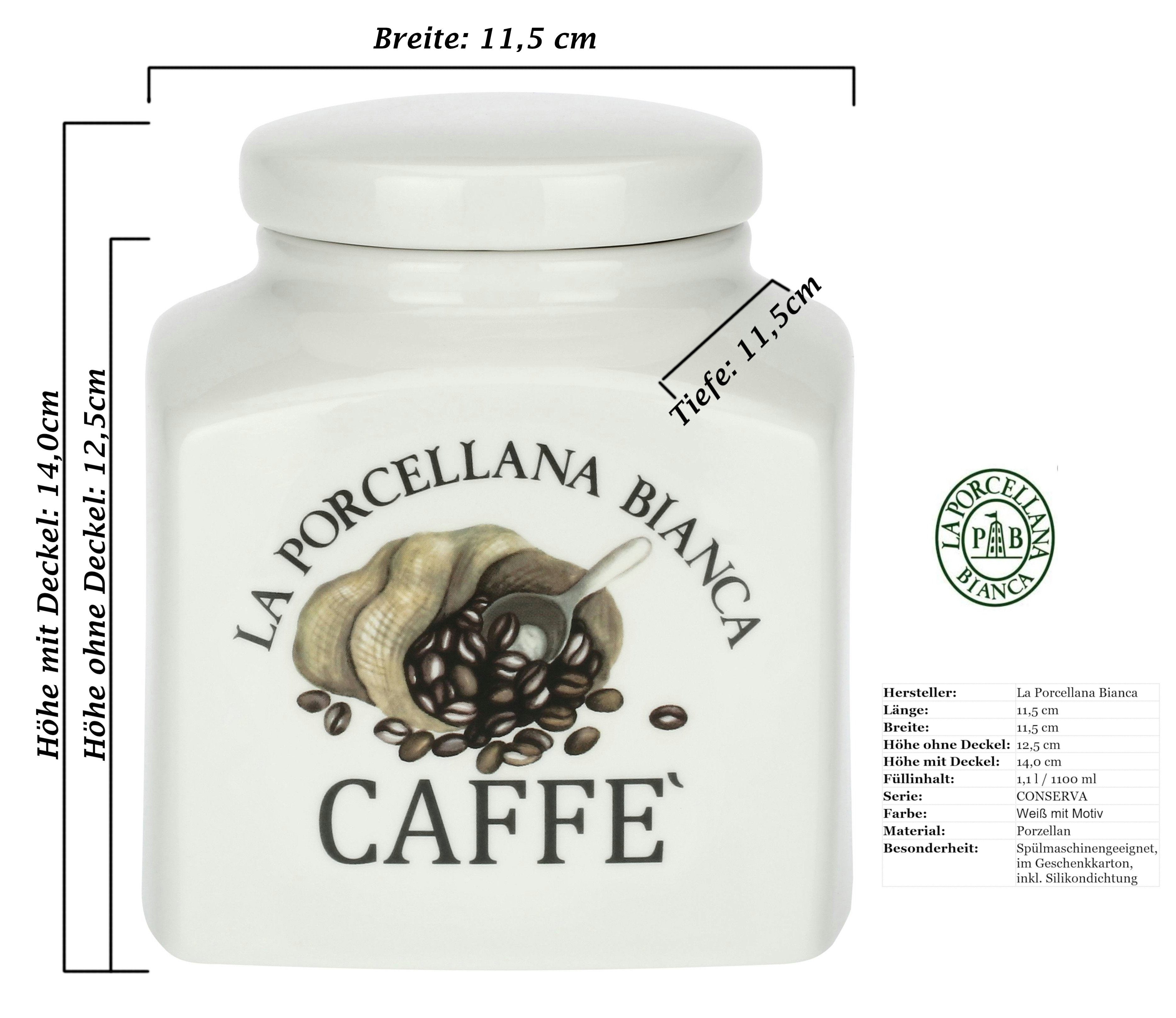 La Porcellana Bianca Kaffeedose Kaffeedose Retro Vorratsdose dekorative Vintage Kaffee Dose 1,1l, Porzellan, (3-tlg), Geschenkebpx – Bild 3 von 4