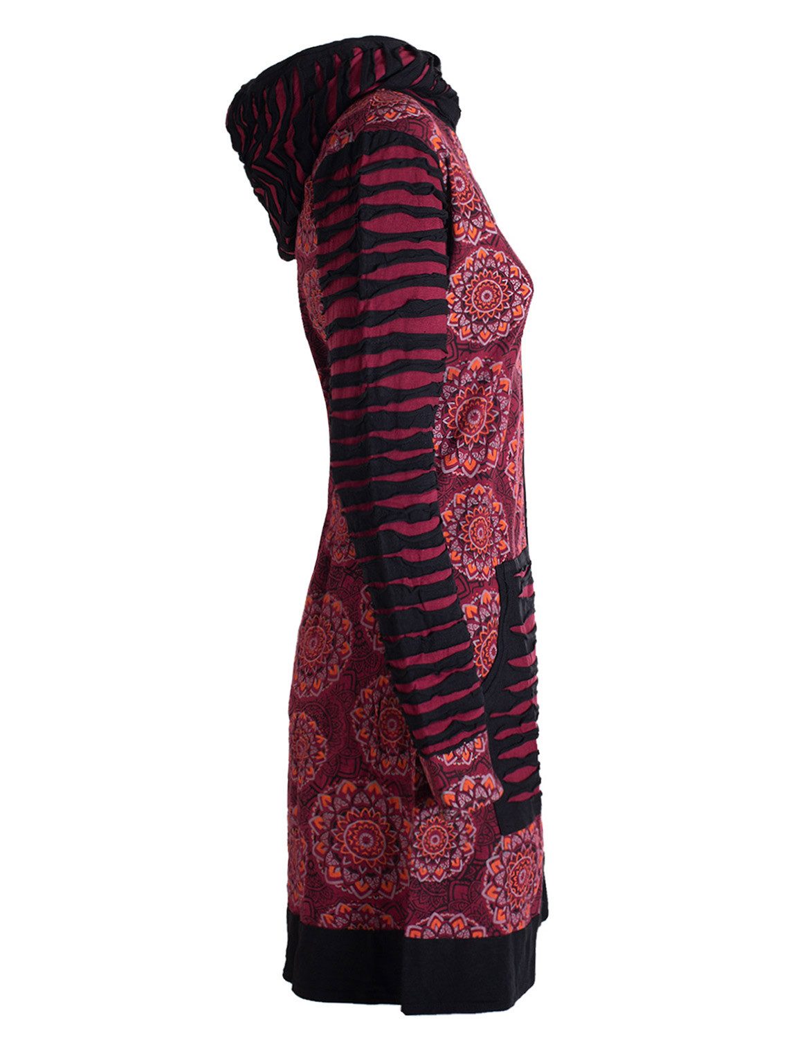 Vishes Kurzmantel Damen Blumen Mandala Jersey-Mantel Hippiemantel Kapuzenmantel Hoodie, Ethno Style