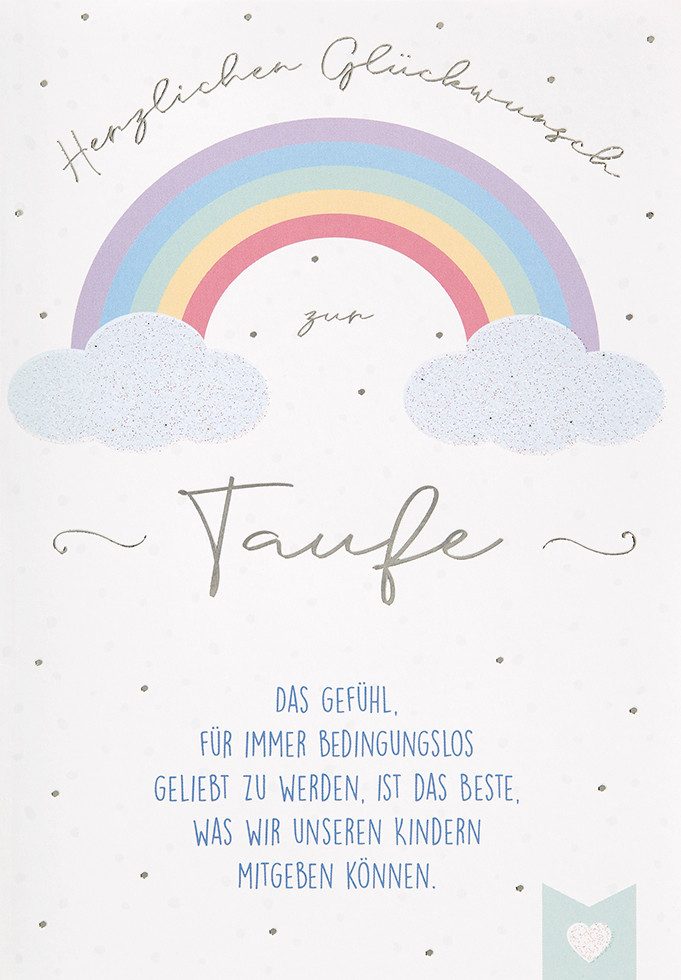 Perleberg Grußkarten Taufe Glückwunschkarte im Format 115x17cm mit Umschlag uniq5