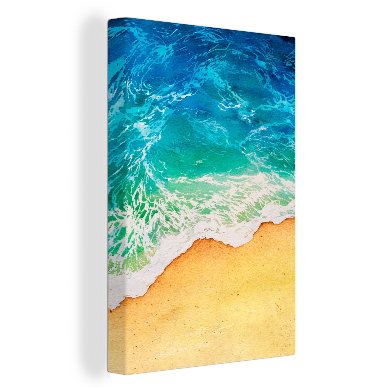 OneMillionCanvasses® Leinwandbild Meer - Golf - Strand, (1 St), Leinwandbild fertig bespannt inkl. Zackenaufhänger, Gemälde, 20x30 cm | Leinwandbilder