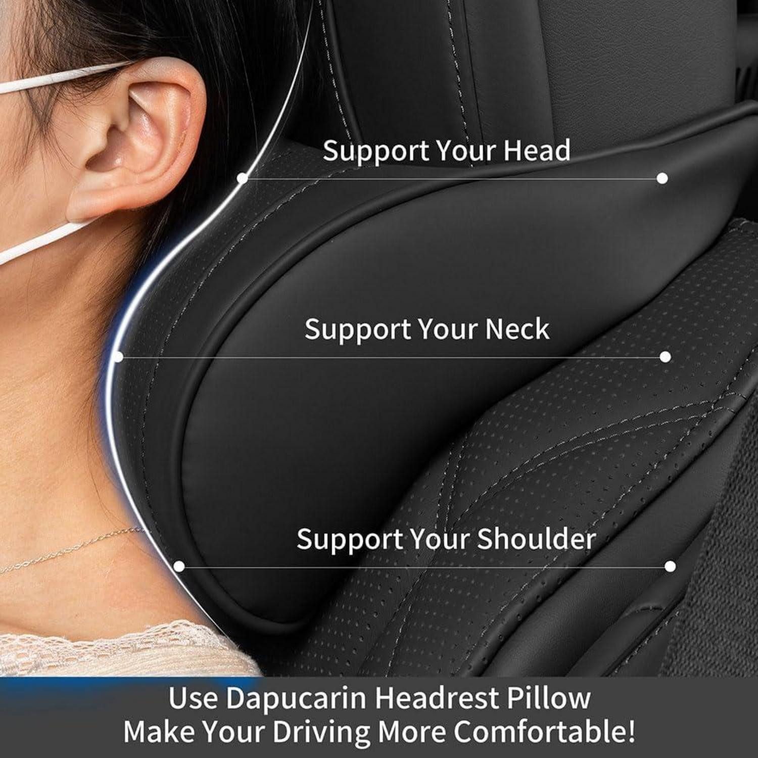 LuxusKollektion Lagerungskissen Nackenkissen Auto Memory Foam Schwarz Black Nackenkissen 2 Stück