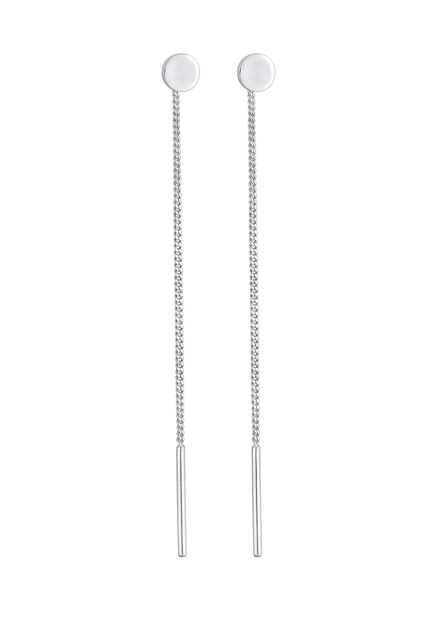 Elli Minimal Paar Plättchen Basic Ohrhänger Durchziehen 925 Silber