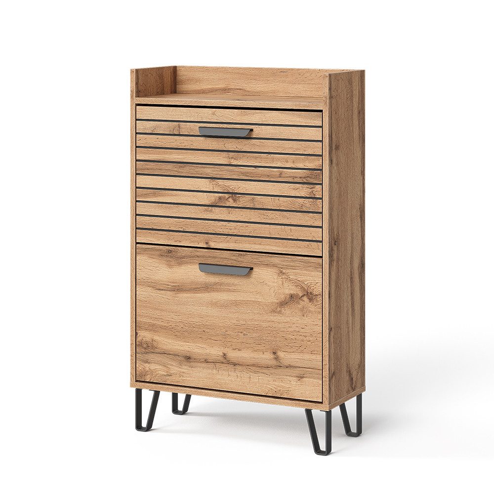 Vicco Schuhkipper Amber, Eiche Wotan, 59.8 x 100 cm mit 2 Fächern günstig online kaufen