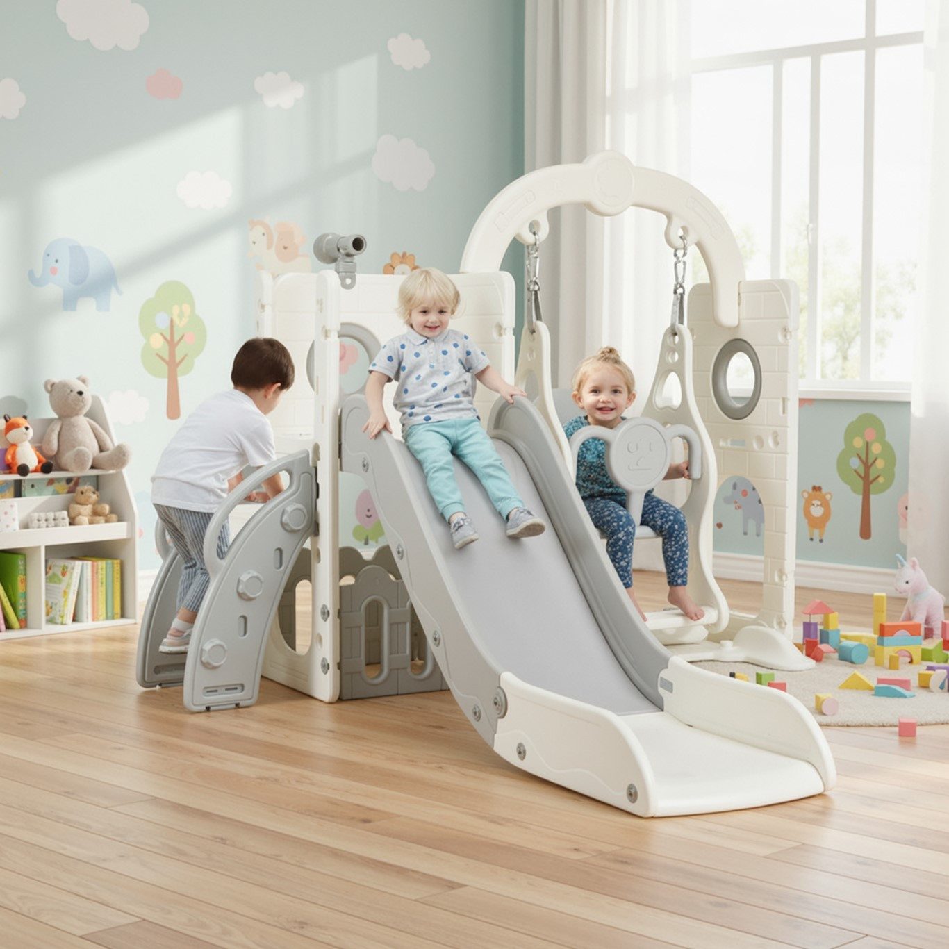 TLGREEN Rutsche 5-in-1 Kinderrutsche, Gartenrutsche Breite Stufen und Griff günstig online kaufen