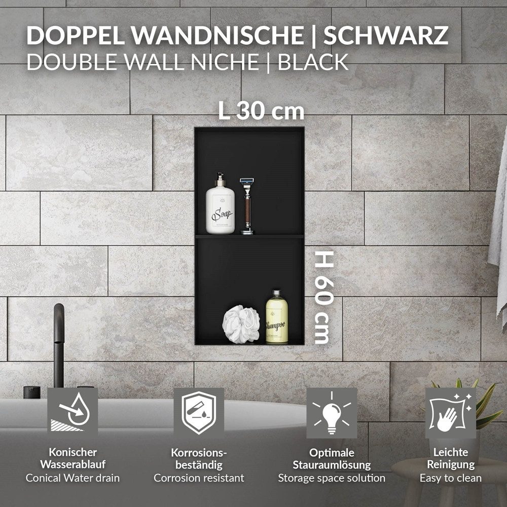 LuxeBath Duschwand Wandnische aus Edelstahl Flexibler günstig online kaufen