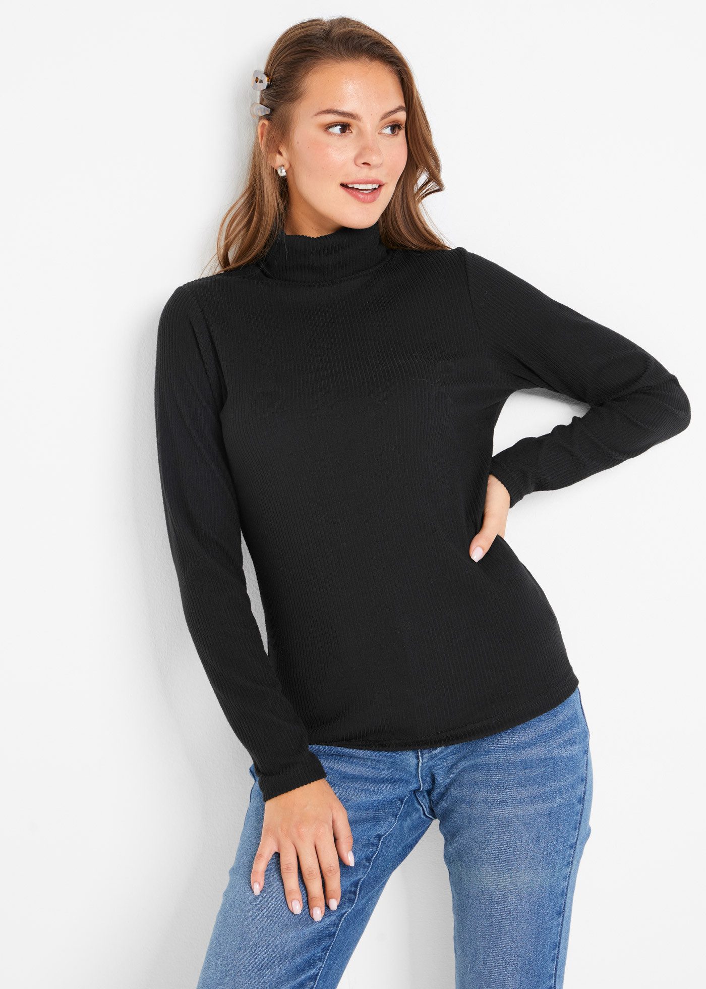 bonprix Rollkragenshirt schmale Passform, Rippstruktur, unifarbenes Obermaterial. € 14,99