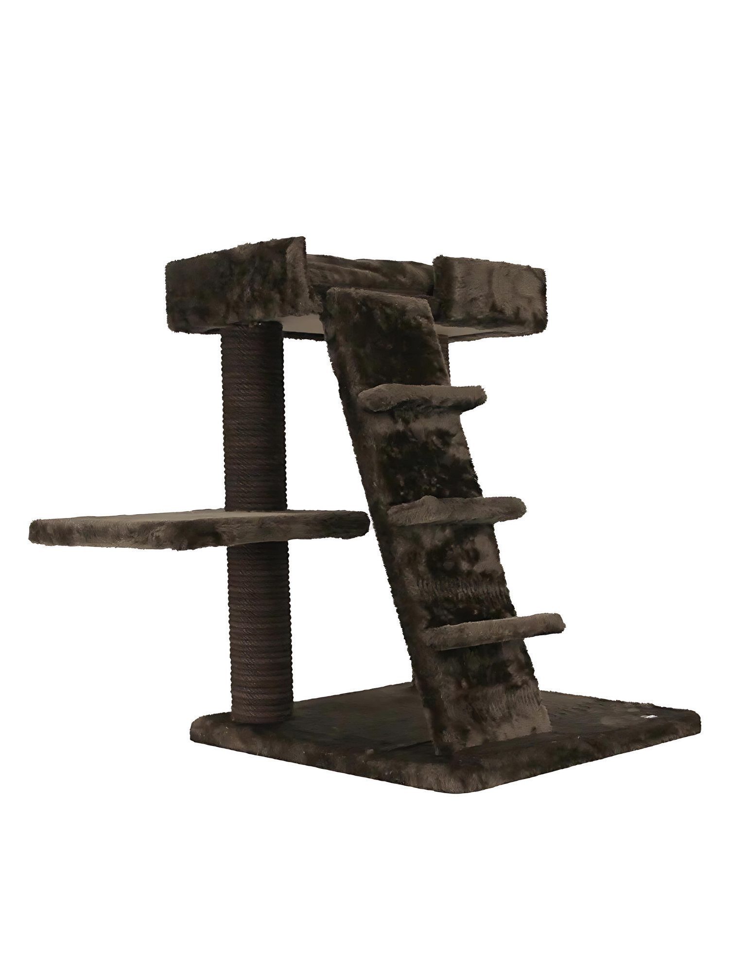 M-Diamant Kratzbaum Zweistufiger Kratzbaum mit Treppe und großem, samtigem Loungekorb, Zweistufiges Design mit Treppe 65 × 50 × 65 cm