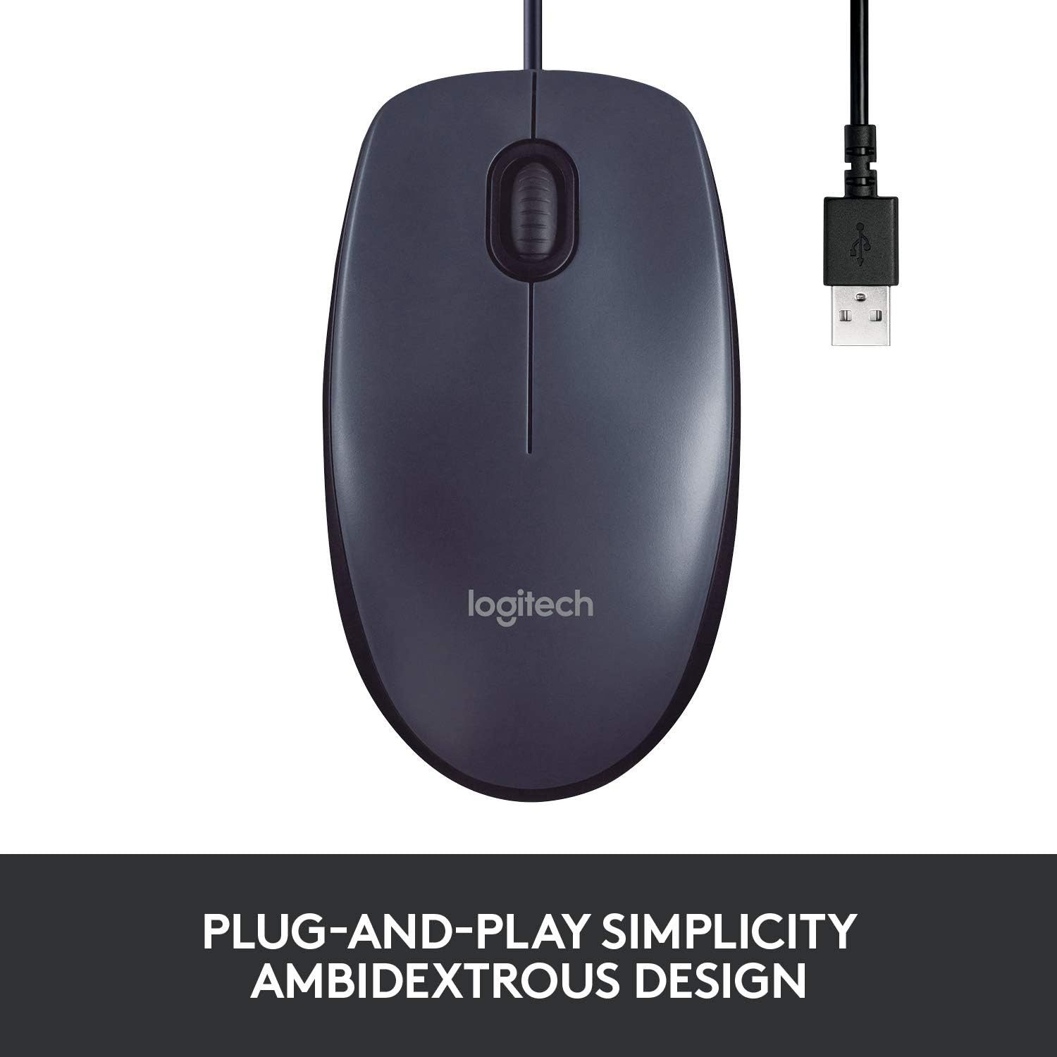 Logitech USB-Maus 800 DPI beidhändig ergonomisch & präzise für PC Laptop Maus (Kabelgebunden, 125 dpi, Ergonomische USB-Maus 800 DPI, präziser Sensor & beidhändiger Nutzung)