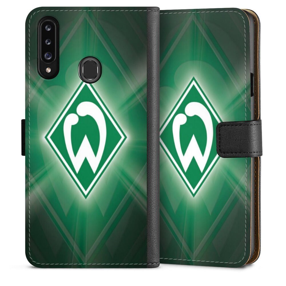 DeinDesign Handyhülle SV Werder Bremen Offizielles Lizenzprodukt Wappen Werder Bremen Laser, Samsung Galaxy A20s Hülle Flip Case Klapphülle Handytasche Leder