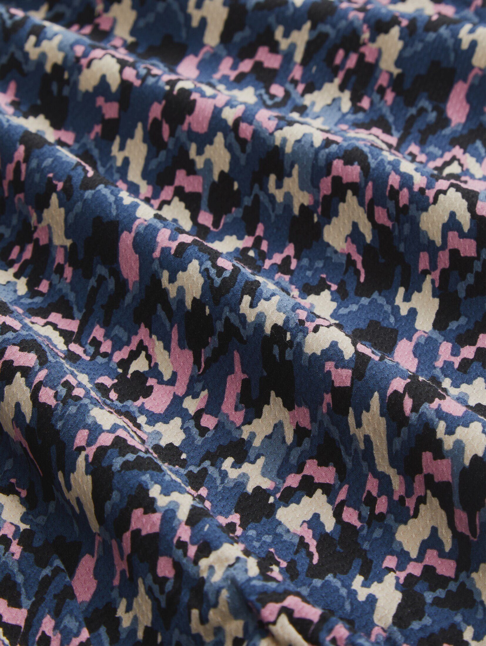 TOM TAILOR Langarmbluse texture blue Bluse mit small Allover-Print design