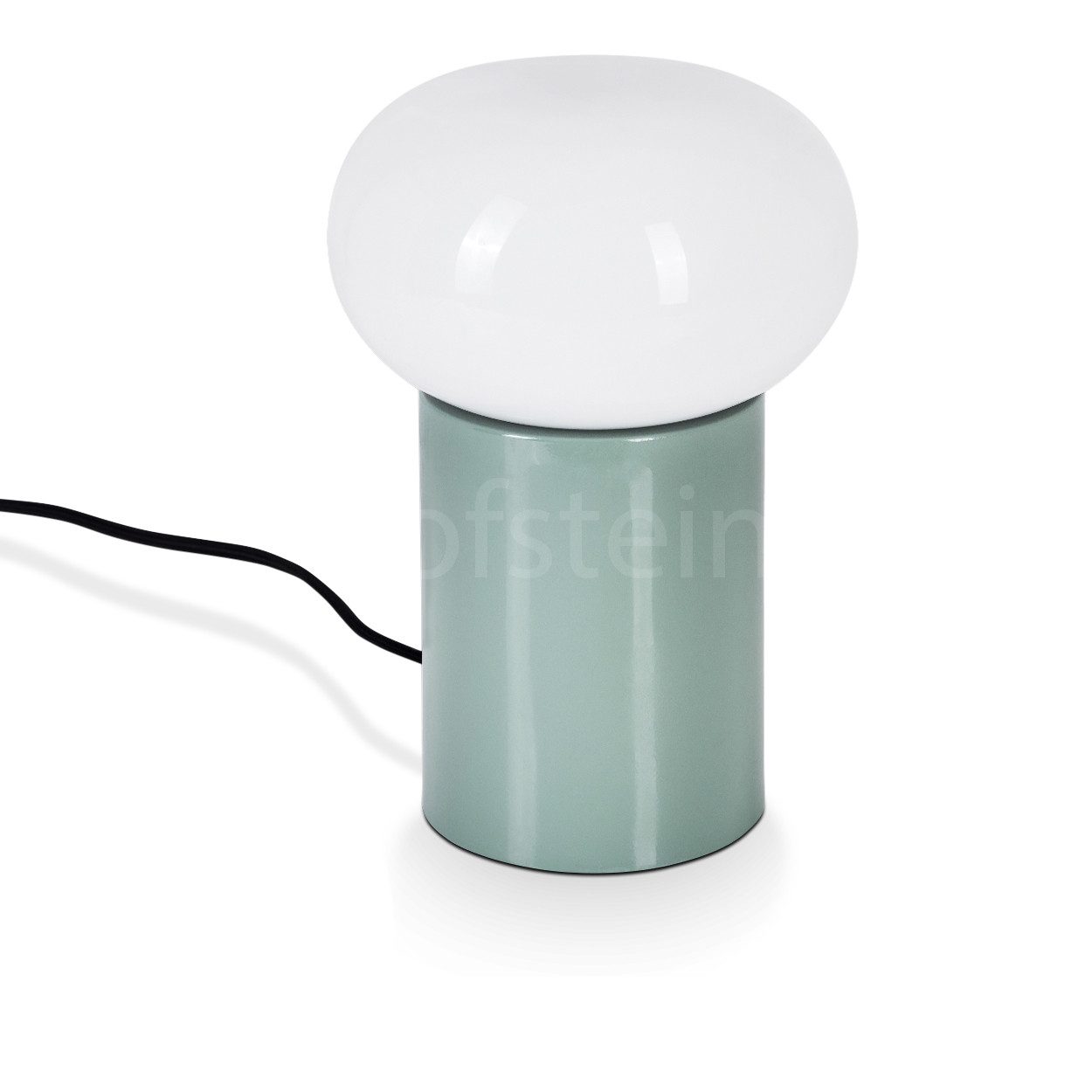 hofstein Tischleuchte moderne Nachttischlampe aus Metall/Glas in Türkis/Weiß, ohne Leuchtmittel, runde Tischlampe, Ø 15cm, Höhe 22cm, mit An-/Ausschalter, 1 x E27