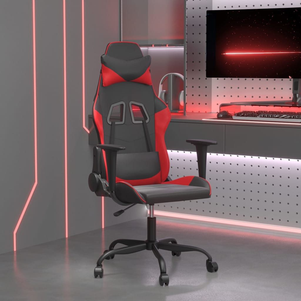 Gaming-Stuhl Schwarz Rot 66x56x(120,5-131) cm mit Kunstleder
