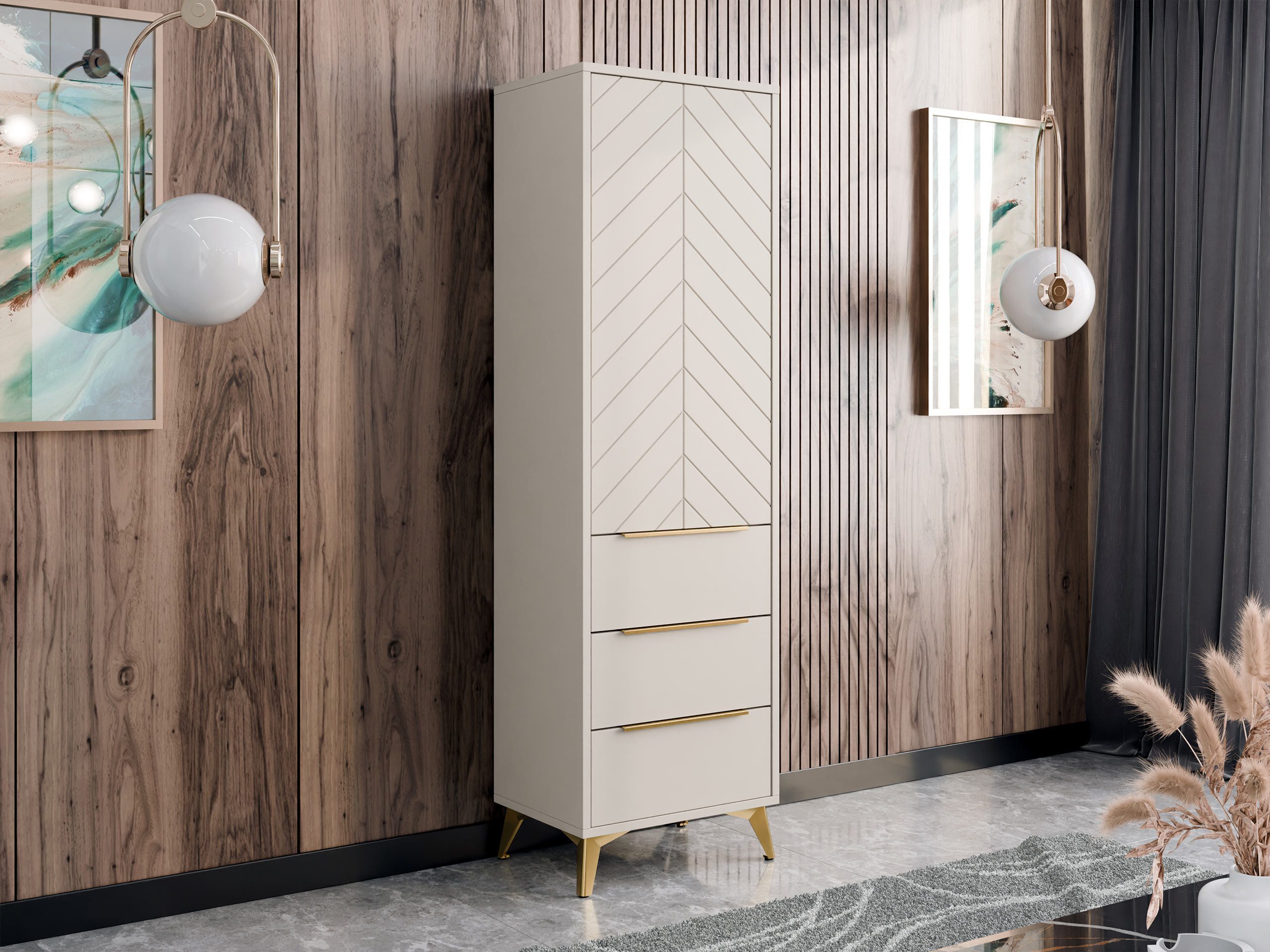 MIRJAN24 Kleiderschrank Xylix 1D3SZ (mit Drehtür und drei Schubladen) Griff günstig online kaufen