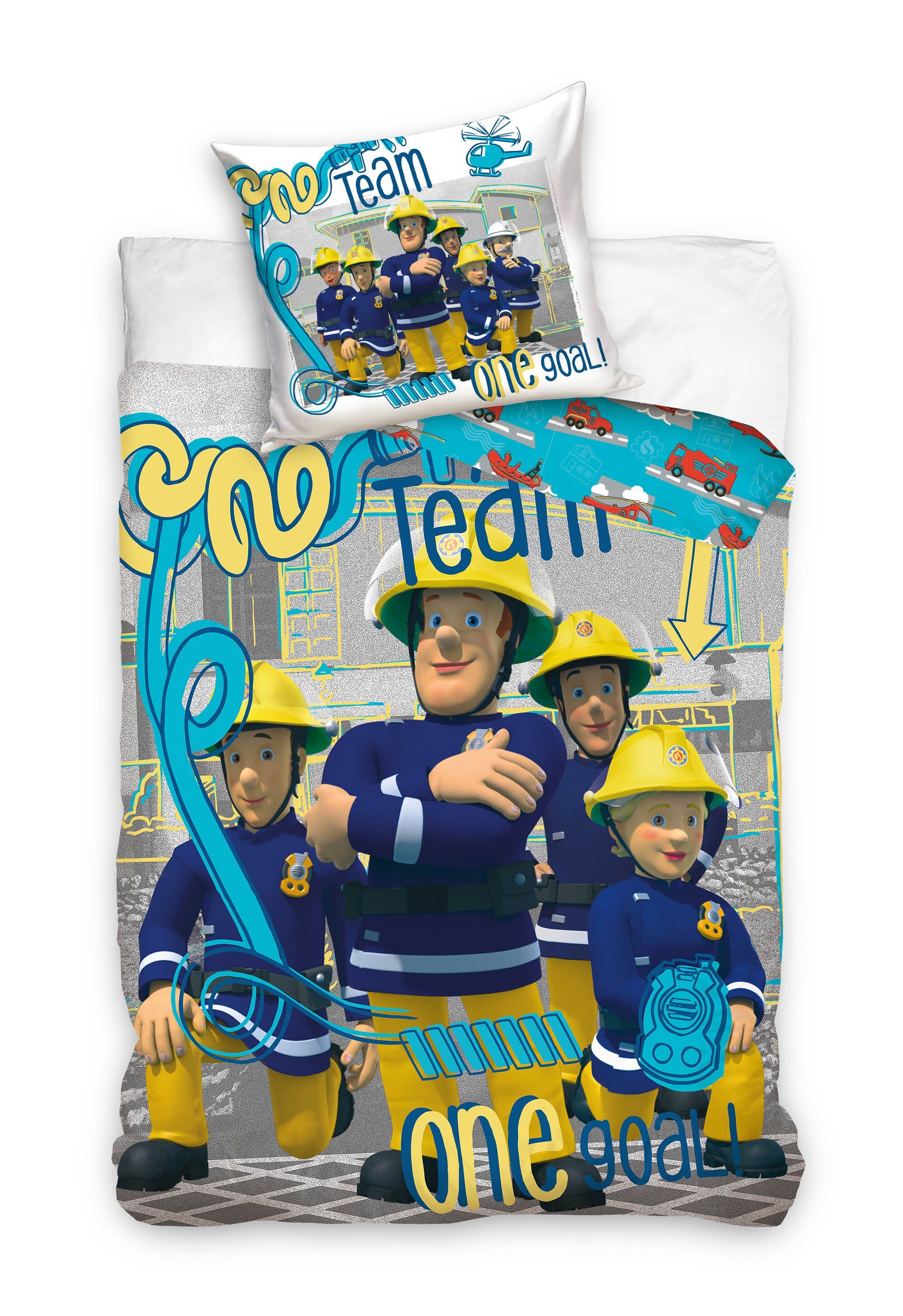 Kinderbettwäsche Feuerwehrmann Sam Babybettwäsche Fireman Sam 135x200 cm