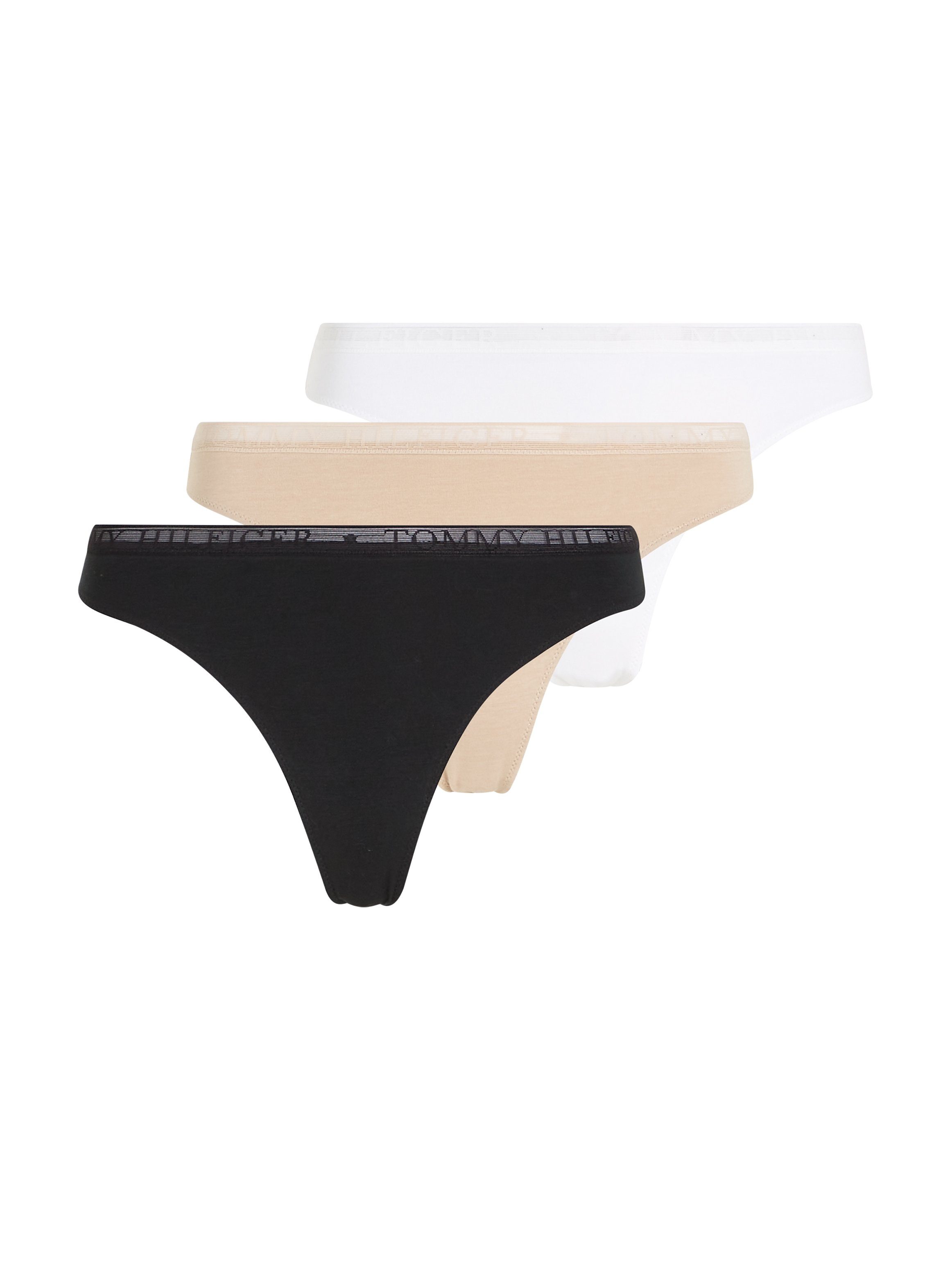 3er-Pack) 3P Underwear (EXT Hilfiger T-String Hilfiger LACE (Packung, THONG Tommy Black/White/Misty_Blush Logobund SIZES) mit Tommy