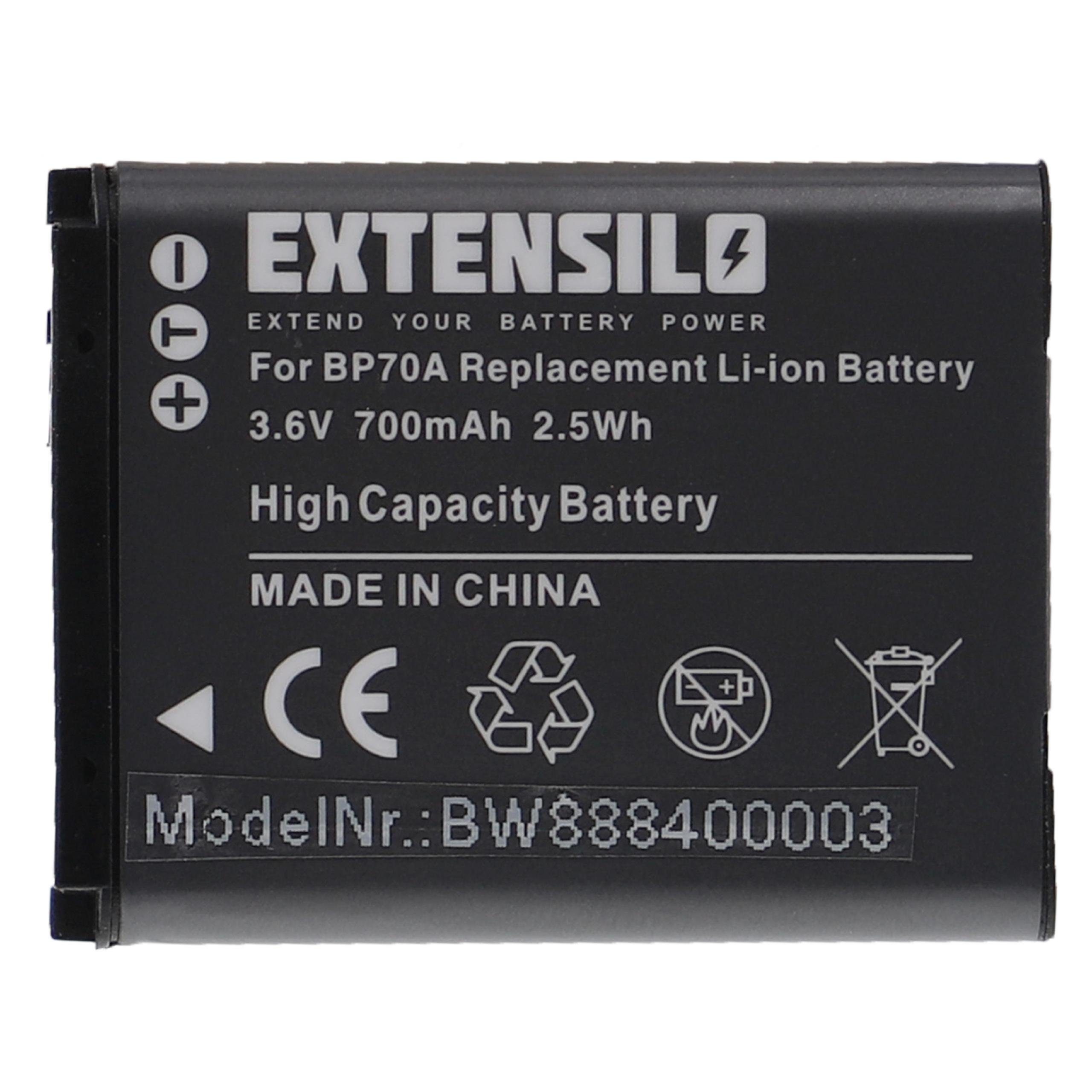 Extensilo Ersatz für Samsung BP-70a, SLB-70A, BP70a, EA-BP70A für Kamera-Akku Li-Ion 700 mAh (3,6 V)