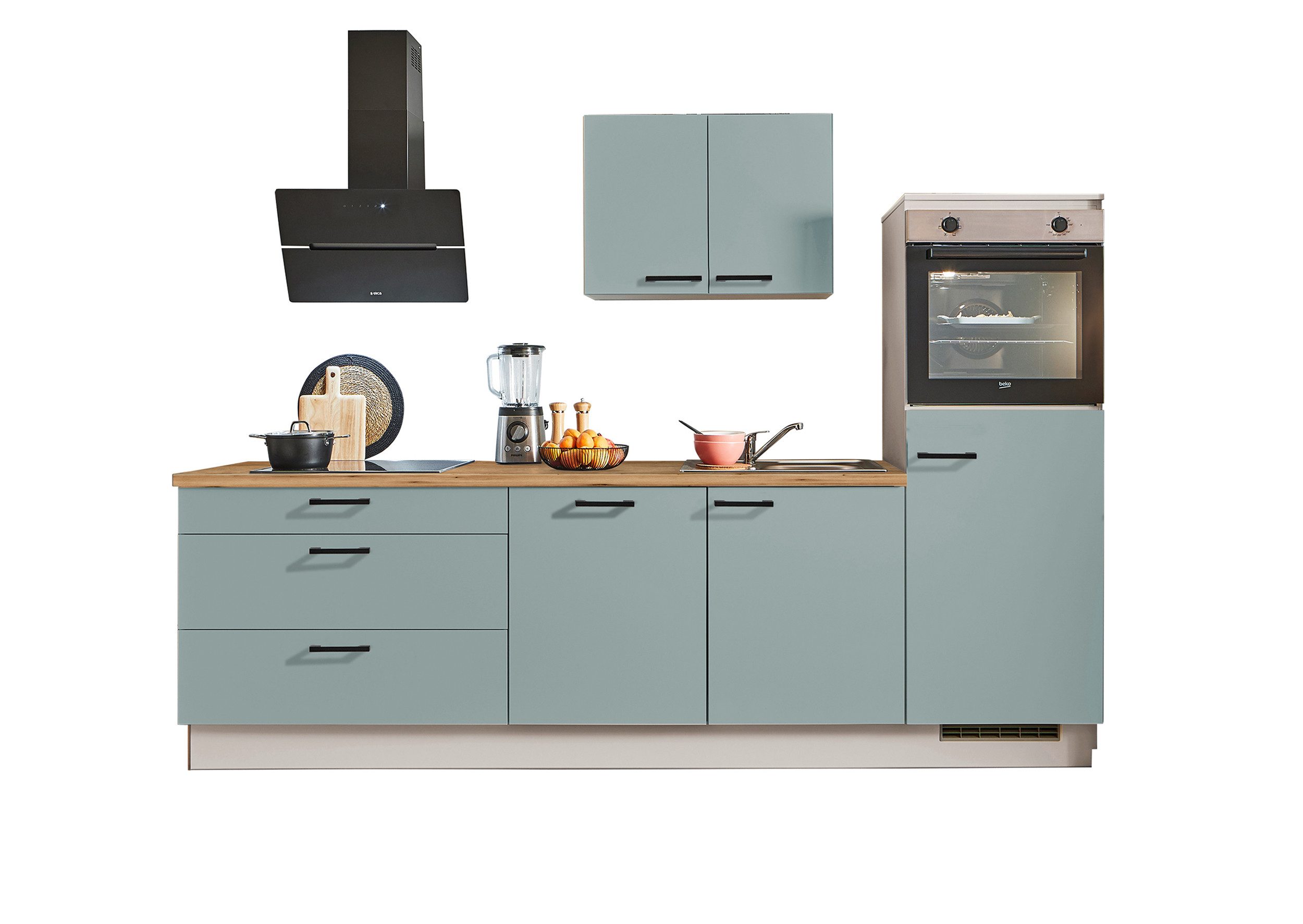 pino Küchenzeile Helsinki, individuell anpassbar, gratis Küchenplanung mit Profis, (Breite 250cm), vormontiert, wahlw. mit E-Geräten, Preis inkl. Lieferung & Montage