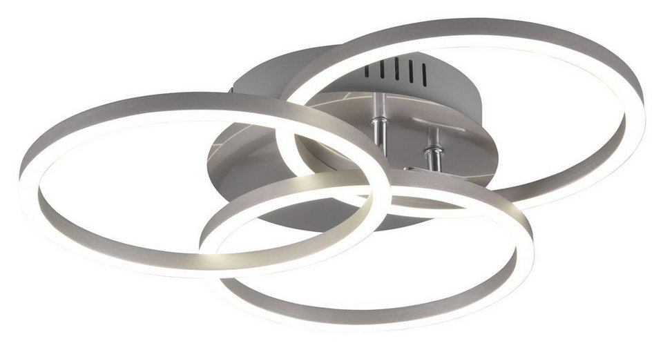 TRIO Leuchten LED Deckenleuchte Circle, Memoryfunktion, Nachtlichtfunktion, LED  fest integriert, warmweiß - kaltweiß, Deckenlampe Nickel matt mit schwenkbaren  Ringen / inkl. Fernbedienung, mit einer Größe von 43 x 43 cm