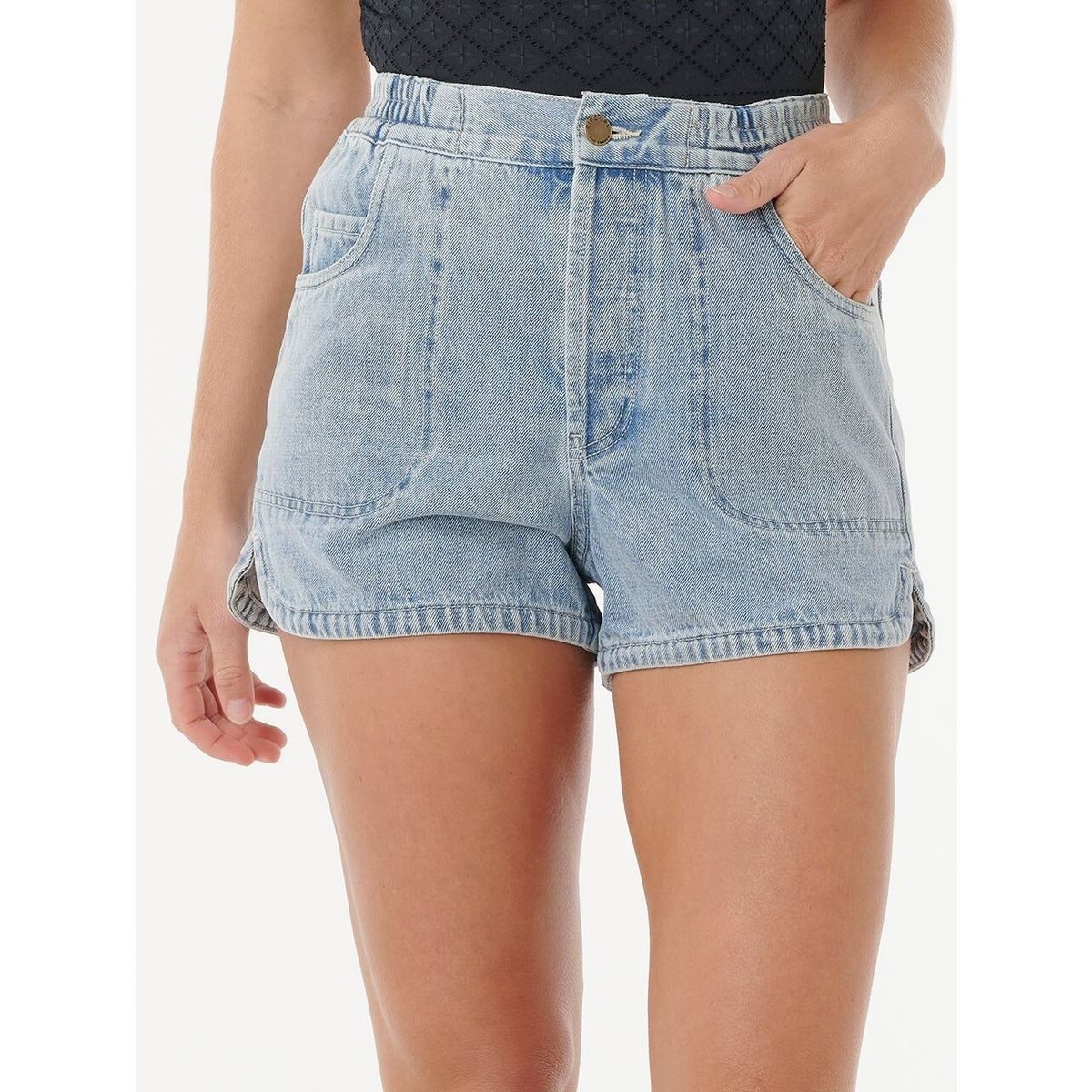 Rip Curl Funktionsshorts Pacific Rider Denim Short Lässige Denim-Shorts mit elastischem Bund und Enzymwäsche für