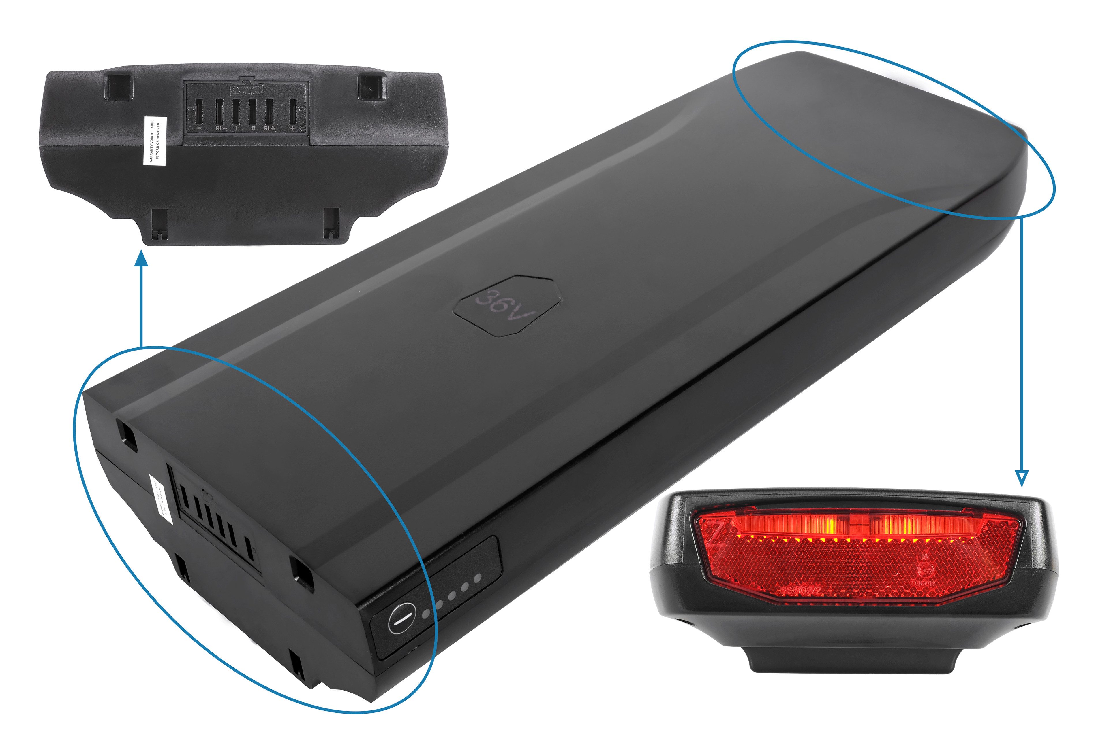 PowerSmart CPG081020E.404 E-Bike Akku für Telefunken Multitalent XC489 mit Ladegerät Li-ion 13000 mAh (36 V)