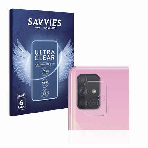 Savvies Schutzfolie für Samsung Galaxy A51 (NUR Kameraschutz), Displayschutzfolie, 6 Stück, Folie klar