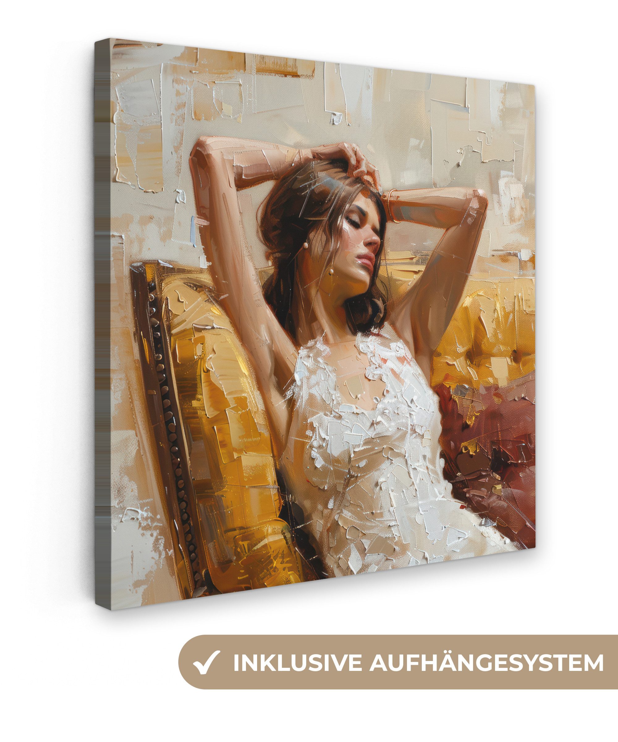 OneMillionCanvasses® Leinwandbild Frau - Kunst - Abstrakt - Modern, Fotodruck (1 St), Wandbild, Deko Schlafzimmer Wohnzimmer Flur 20x20 cm