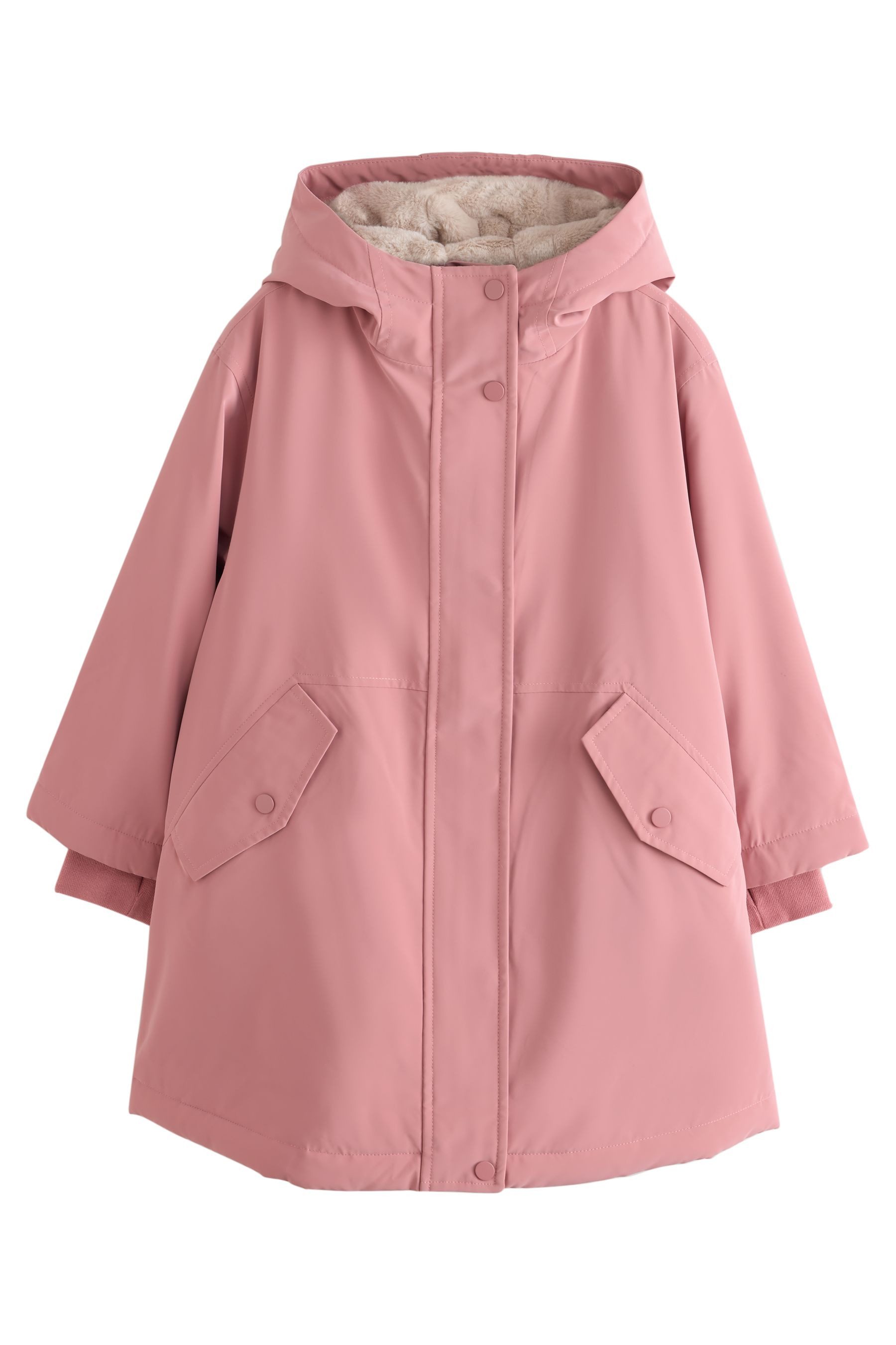 Next Fellimitatmantel Wasserabweisende Jacke mit Kunstfellfutter (1-tlg)